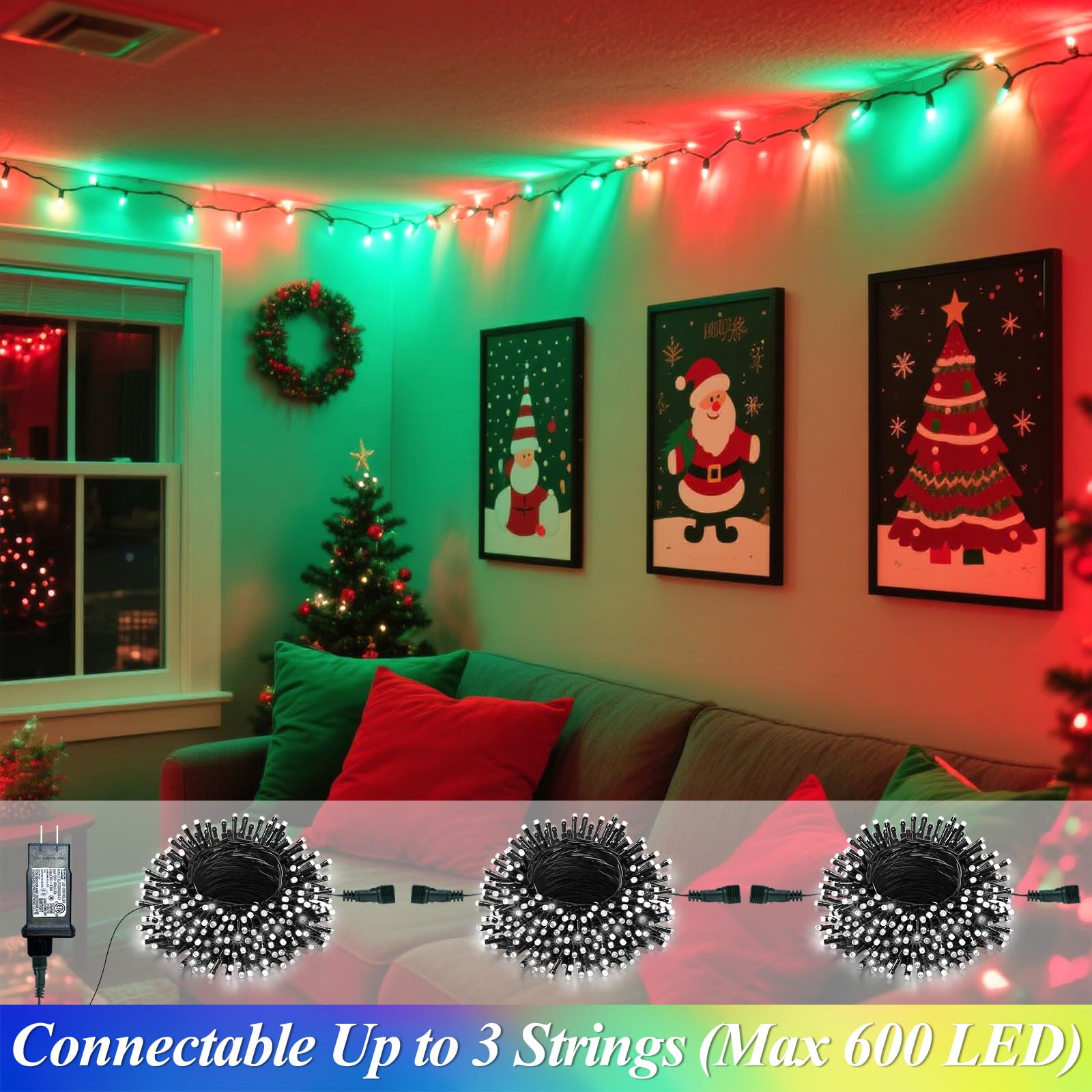 200 Led Christmas Lights Color Changing  35 Colors 66Ft Halloween String Lights With Remote Timer  Connectable Waterproof Twinkle Lights Plug In For Xmas Tree Outdoor Holiday Wedding Party Decor