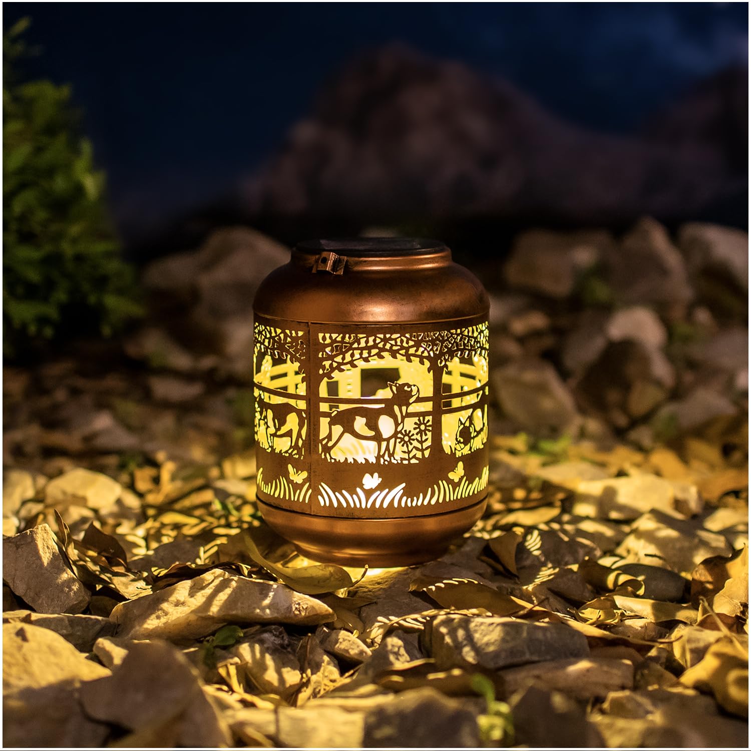 2 Pack French Bulldog Solar Lanterns Outdoor Waterproof,Hanging Solar Lights French Bulldog Gifts For Women Men Metal Led Decora