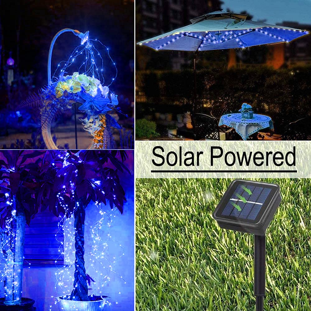 soltuus Solar Fairy String Lights, 180 LEDs, Waterproof, 6.6 ft, Blue, Model 898746a0-71be-4819-a86b-55110fb