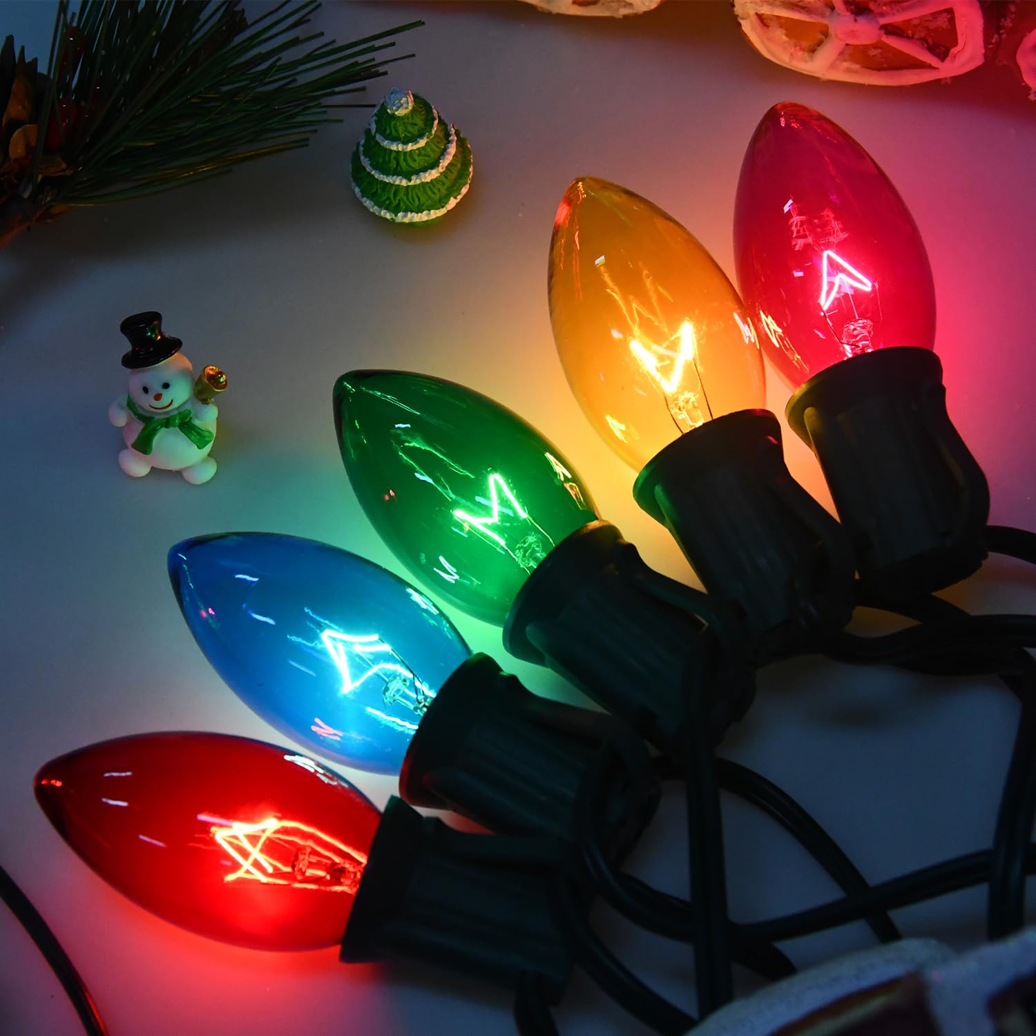 Sotopoo C9 Multicolor Christmas Lights Outdoor Vintage Christmas Tree Lights  25Ft Colorful C9 String Lights 25Pcs E17 Bulbs For Indoor Outdoor Xmas Home House Eaves Party Yard Porch Stair Decor  7W