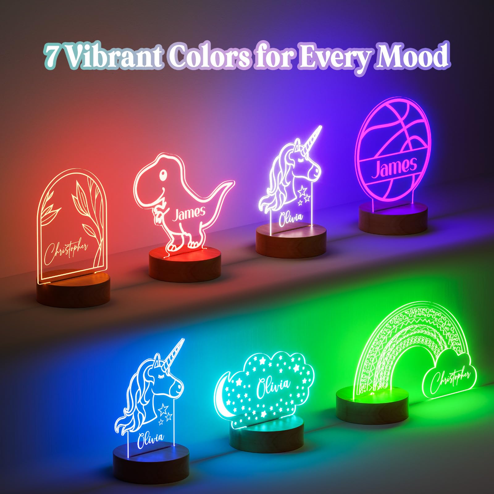 Burst Bird Personalized Baby Gift Name Night Light for Kids Girls Boys Nursery Decor with Forest Nursery Night Light ?Includes R