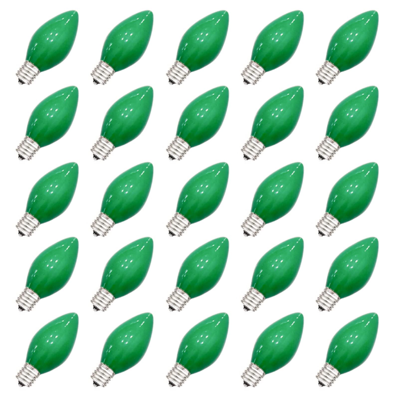 C7 Led Green Replacement Bulbs, 25 Pack Green Ceramic Christmas Light Bulbs St. Patrick'S Light Bulbs For C7 Christmas Light Nig