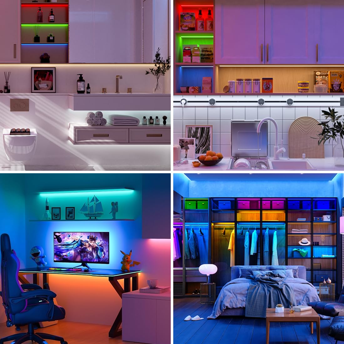 Btf-Lighting Fcob Ip66 Cob Led Strip Rgbcct Color Changing 16.4Ft 960Led/M Dc24V Flexible High Density Light Rgb+Cct Tunable 3000K-6000K 12Mm Width For Indoor Decor(No Adapter Or Controller)