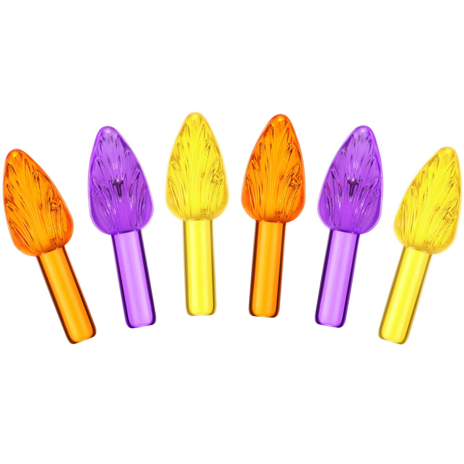 BBTO 120 Pieces Ceramic Tree Replacement Bulbs Ceramic Halloween Tree Replacement Lights, Orange Purple Yellow Medium Plastic Li
