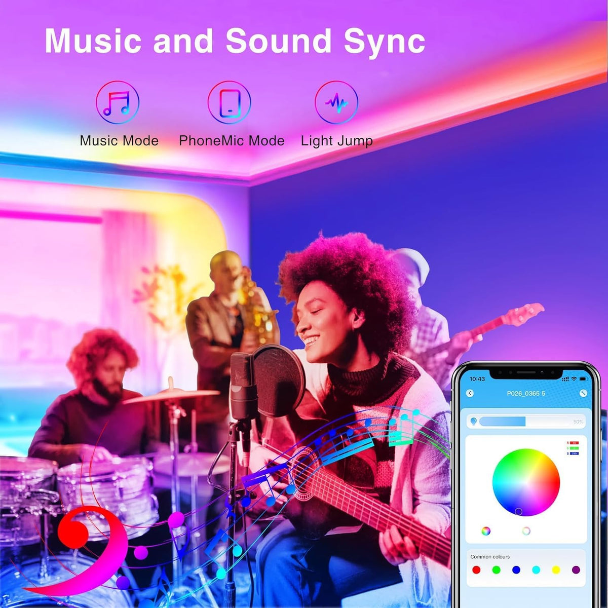 Bluetooth Led Color Changing Led Light TJOY 200ft Bluetooth LED Strip Lights, Long Strip Lighting Music Sync ...