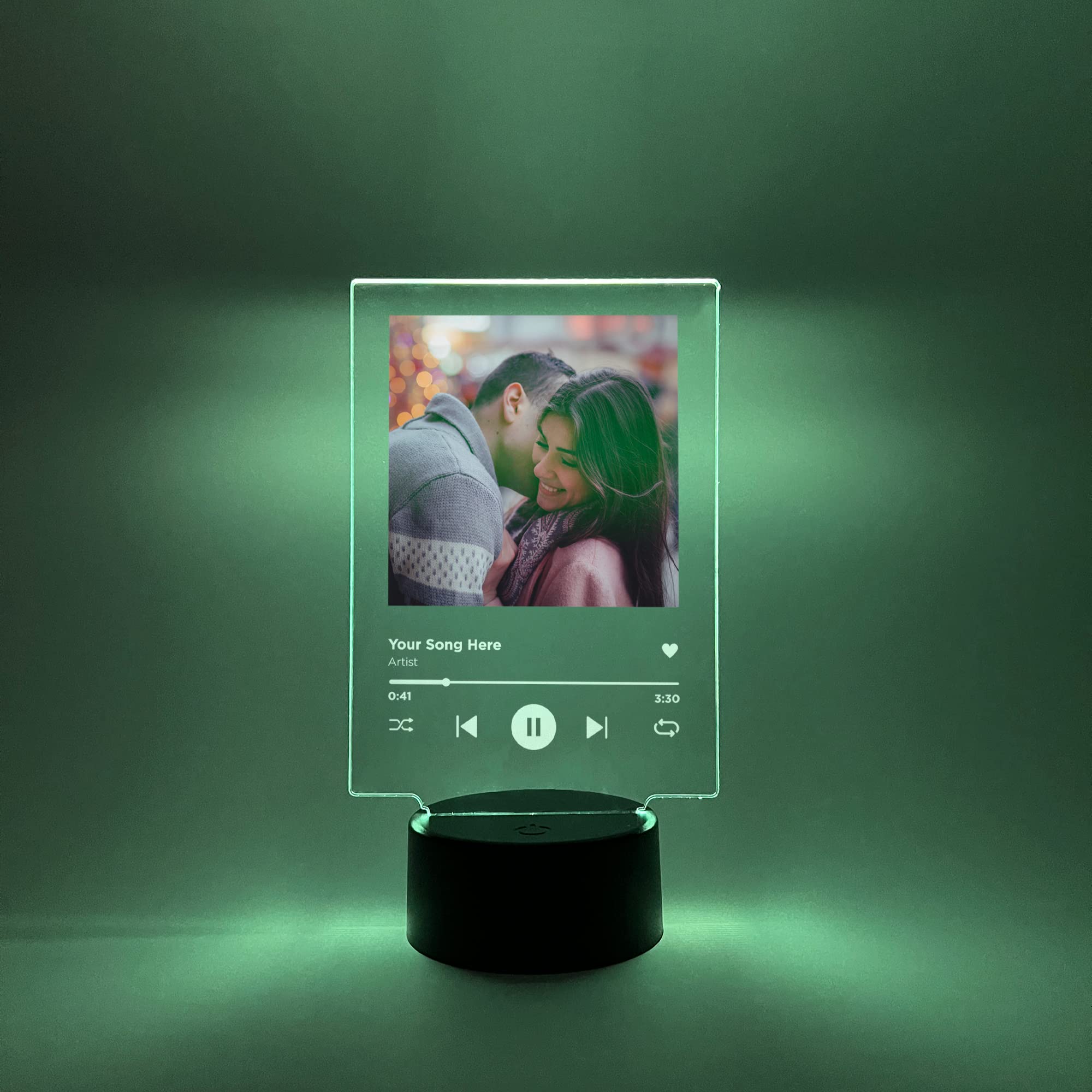 Custom Personalized Photo Song Framed Lyrics Music Scannable Phone Code Album Cover Picture 16 Colors Led Light Up Stand Anniver