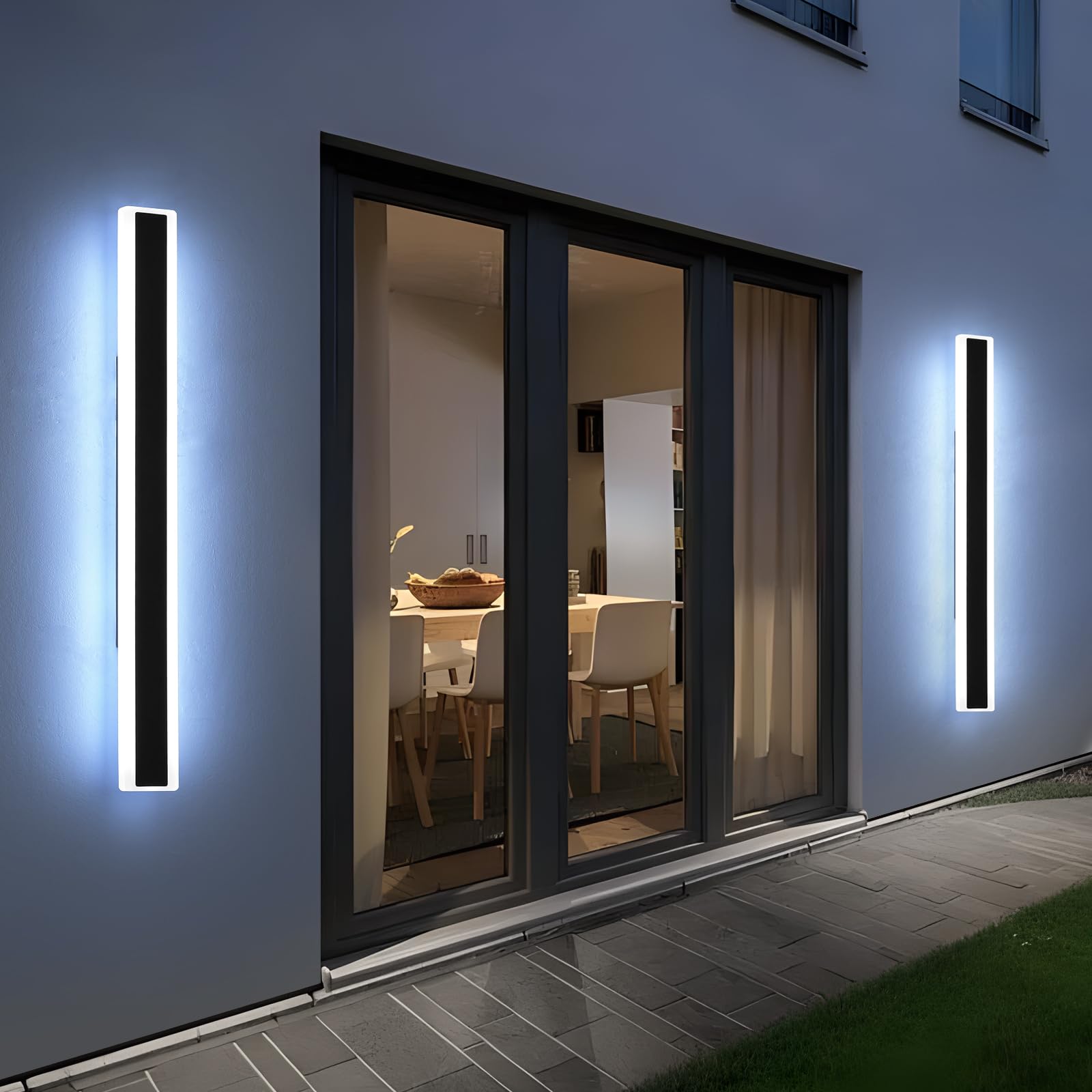 Mikeru 2Pack 47.2" LED Wall Light - 6000K Cool White, IP65 Waterproof Acrylic, Outdoor Porch Lighting Fixtures