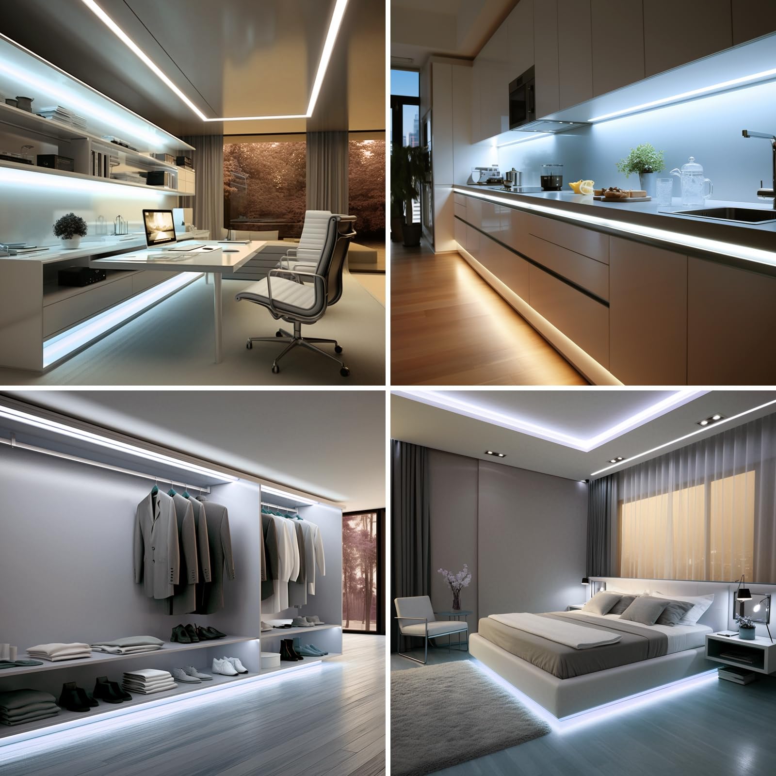 Benlun 24V Cob Led Strip Light 65.6Ft (2 Rolls Of 32.8Ft) Kit, 6000K Cool White Cuttable 11W/M 312Leds/M Cri 93 Led Tape Lights With Power Supply For Bedroom Kitchen Living Room Ceiling