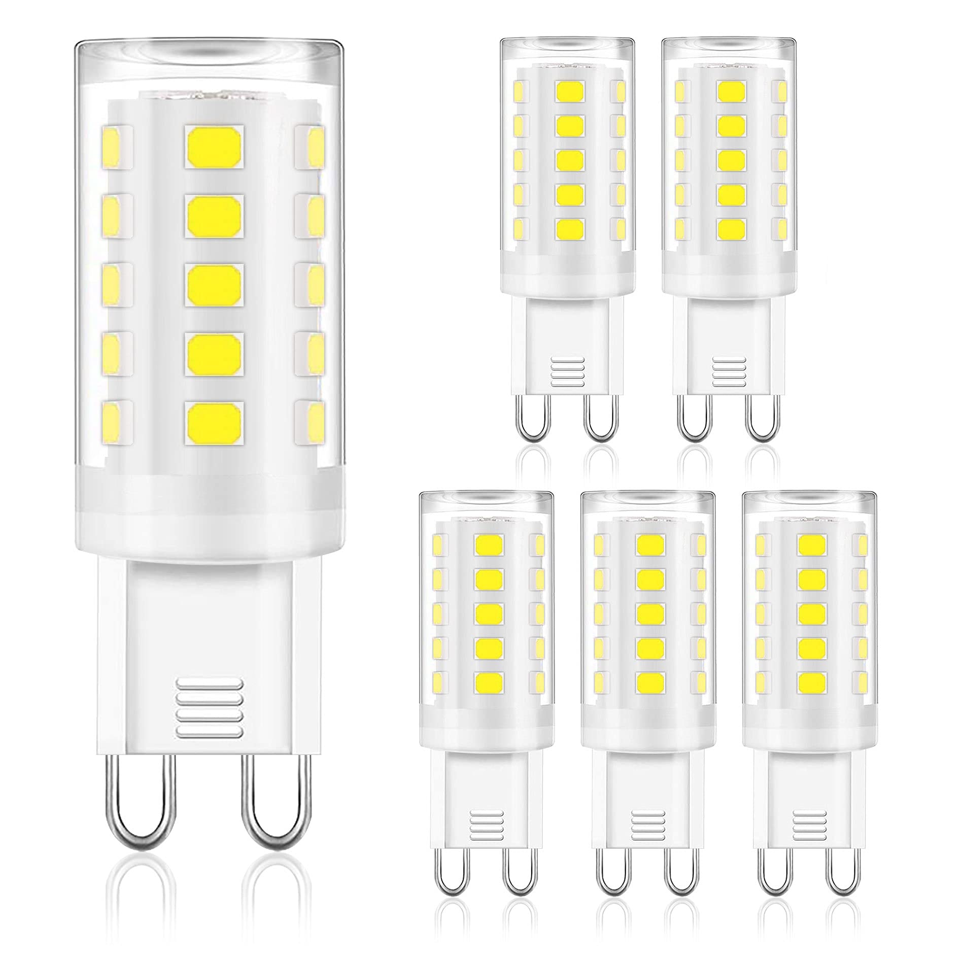 Winshine G9 Led Light Bulb Bi Pin Base, 6000K Daylight G9 Base Bulbs For Chandeliers, 4W (40W Halogen Equivalent), 360? Beam Ang