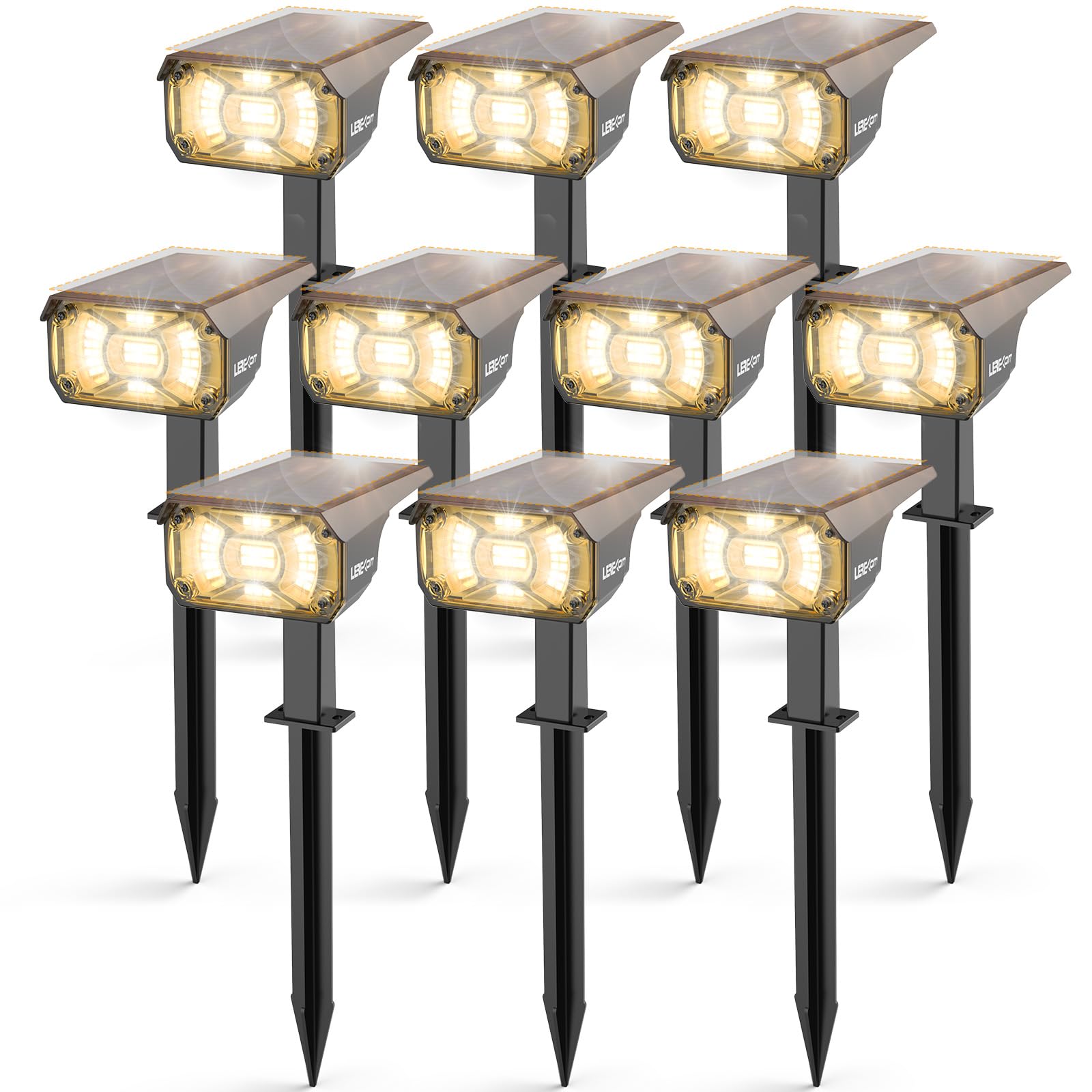 LEREKAM Solar Spot Lights, IP65 Waterproof, 40 LEDs, Warm White, 10 Pack, Model C2