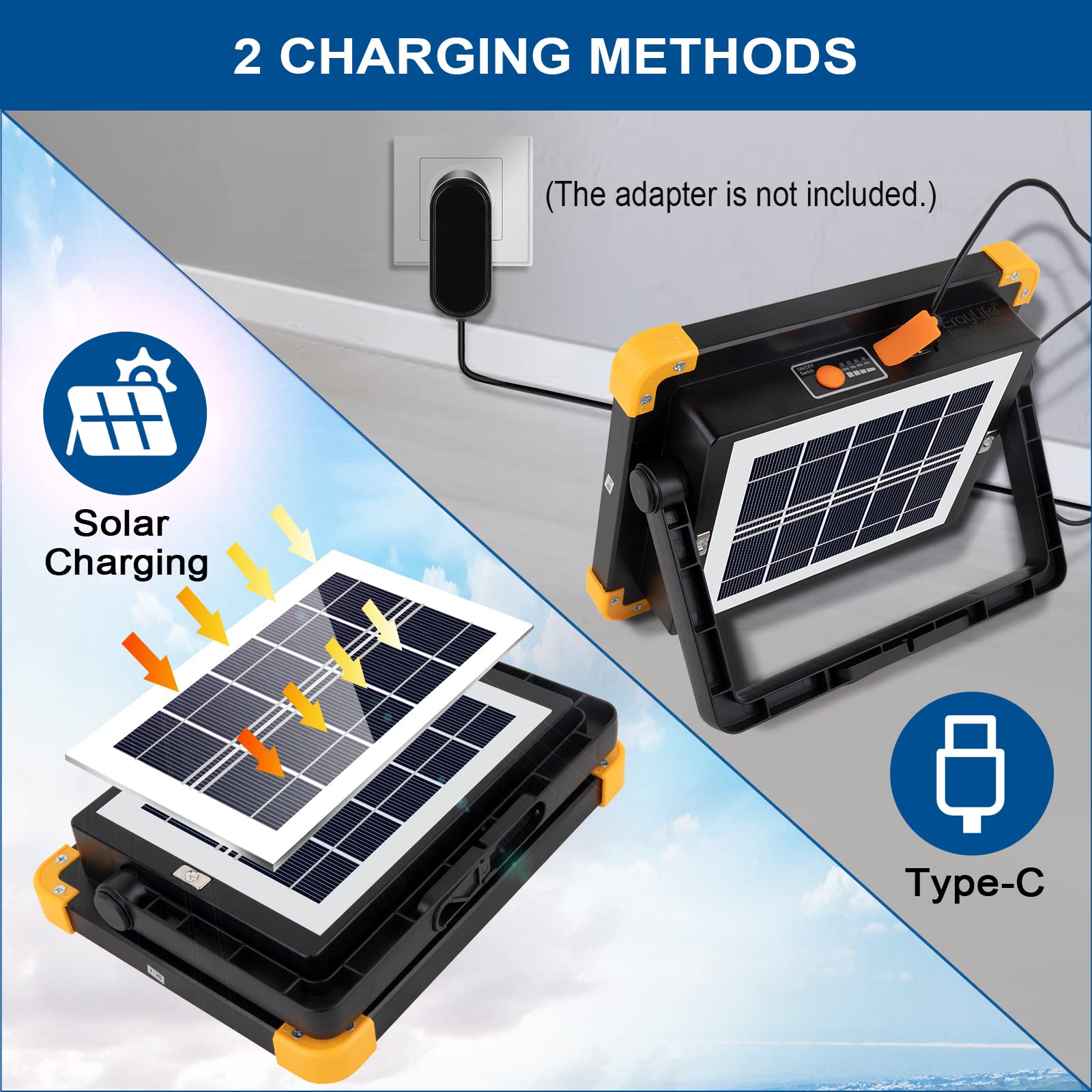 Eraylife Rechargeable Led Work Light, 120W 348Leds 10000Lm Magnetic Work Light Rechargeable Led Flood Light For Job Site Car Rep