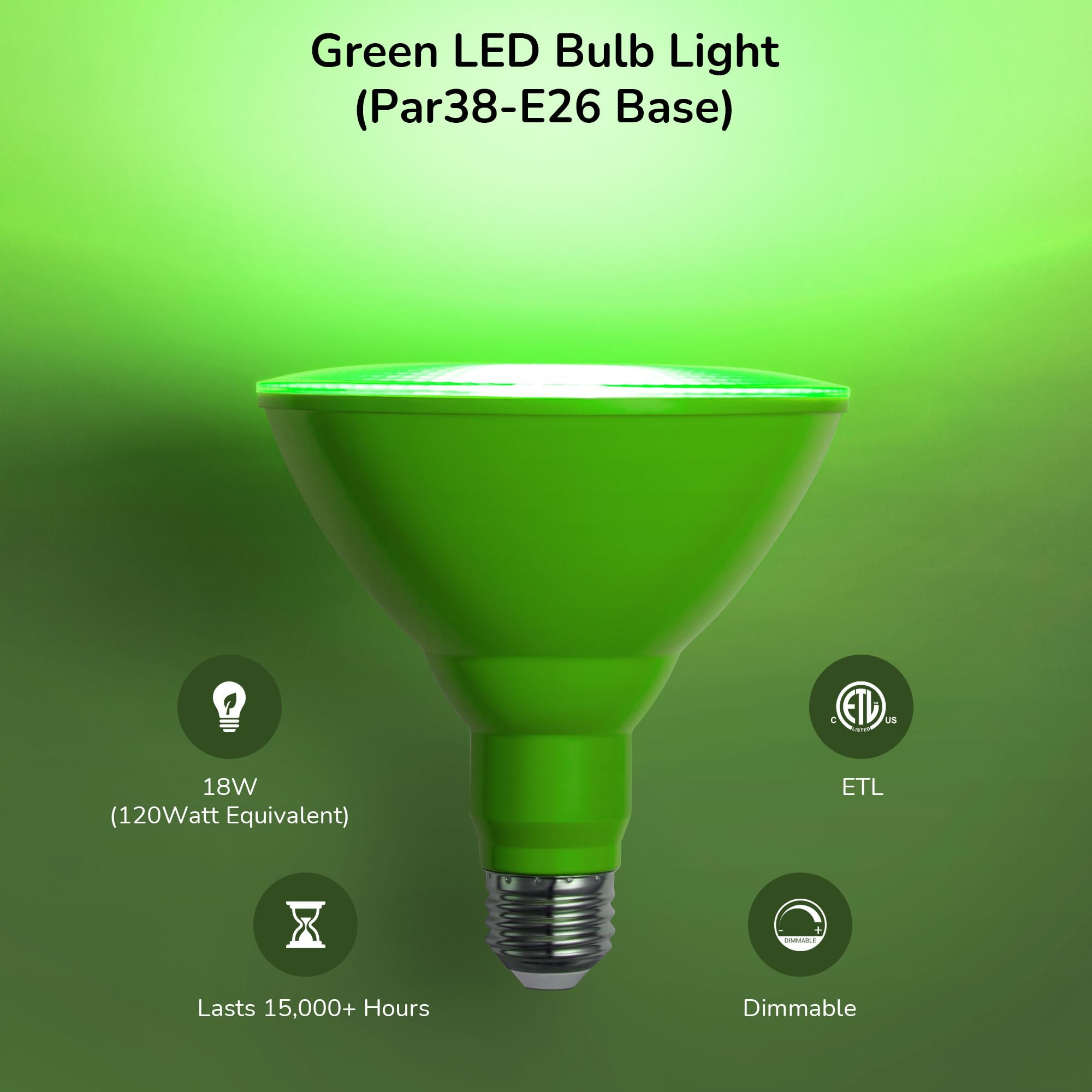 Edishine St. Patrick'S Day/Easter Par38 Green Led Flood Light Bulbs Outdoor, Dimmable Green Led Light Bulbs, 18W(120W Equivalent