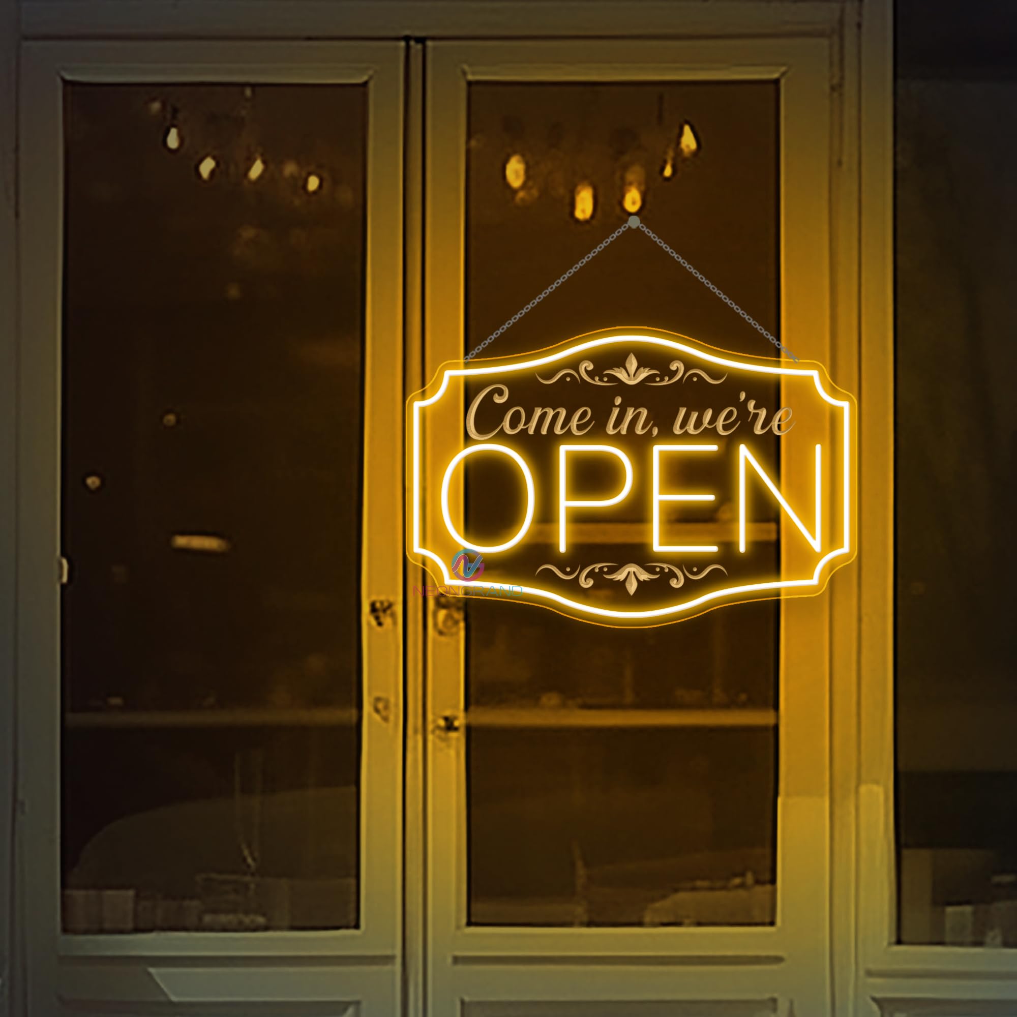 NEONGRAND LED Neon Open Sign - Adjustable Brightness, 16.5x11in , Orange Yellow