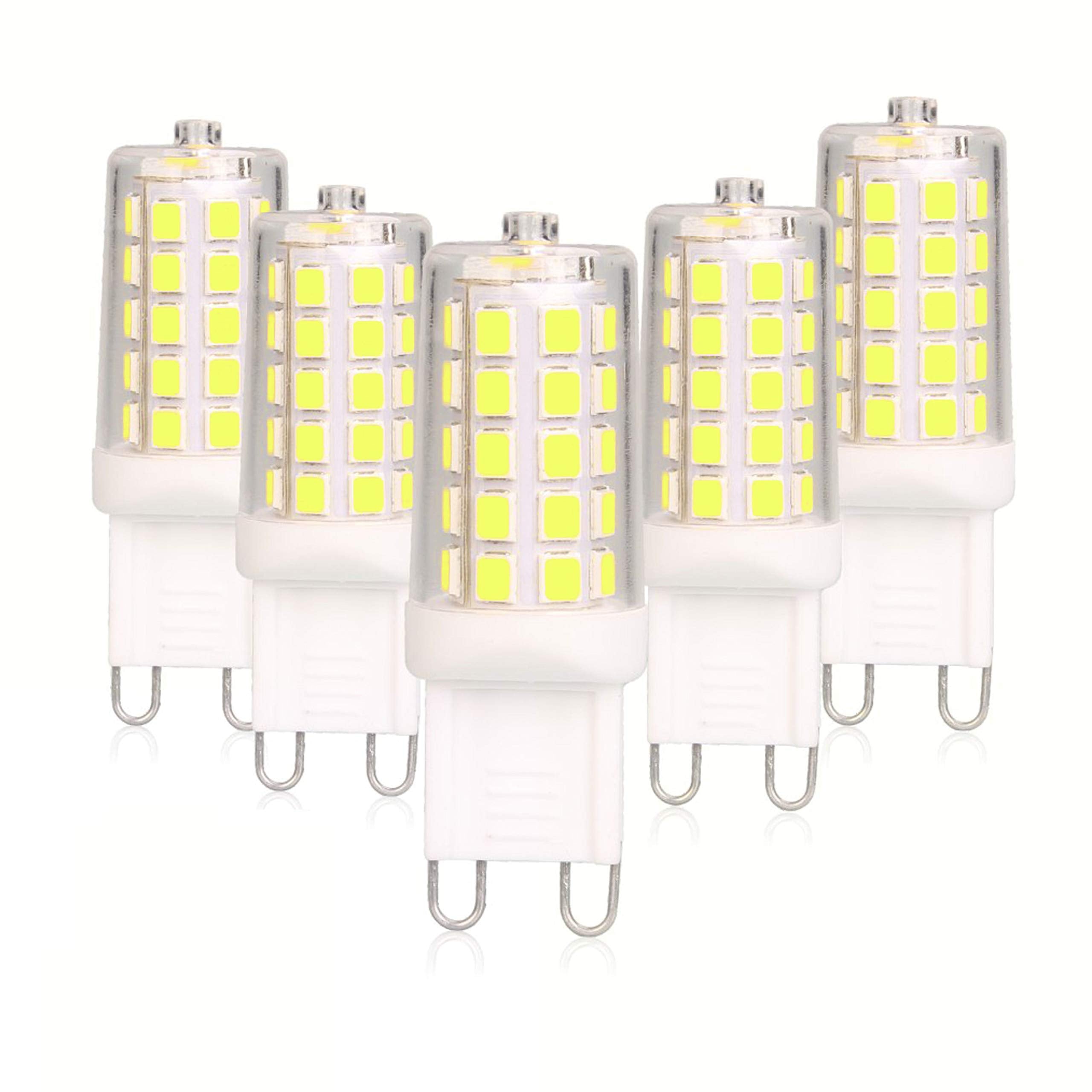 Baoming G9 Led Bulb Daylight Dimmable 4W, 40W T4 G9 Halogen Equivalent,6000K 120V No-Flicker, Chandelier Lighting 450Lm (5 Pack)