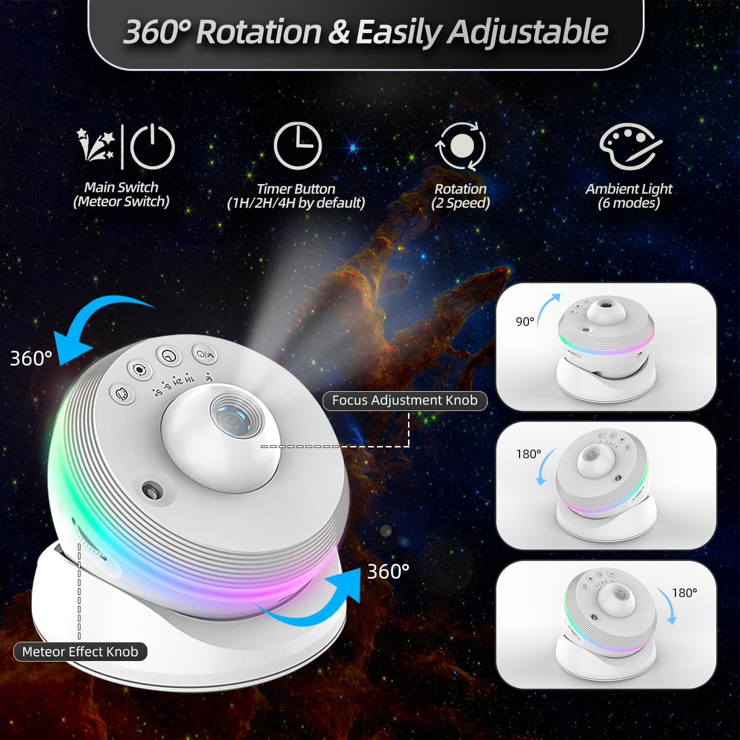 Galaxy Projector For Bedroom, 13 In 1 Planetarium Star Projector Galaxy Light, 360 Rotation Realistic Sky Night Light With Timer