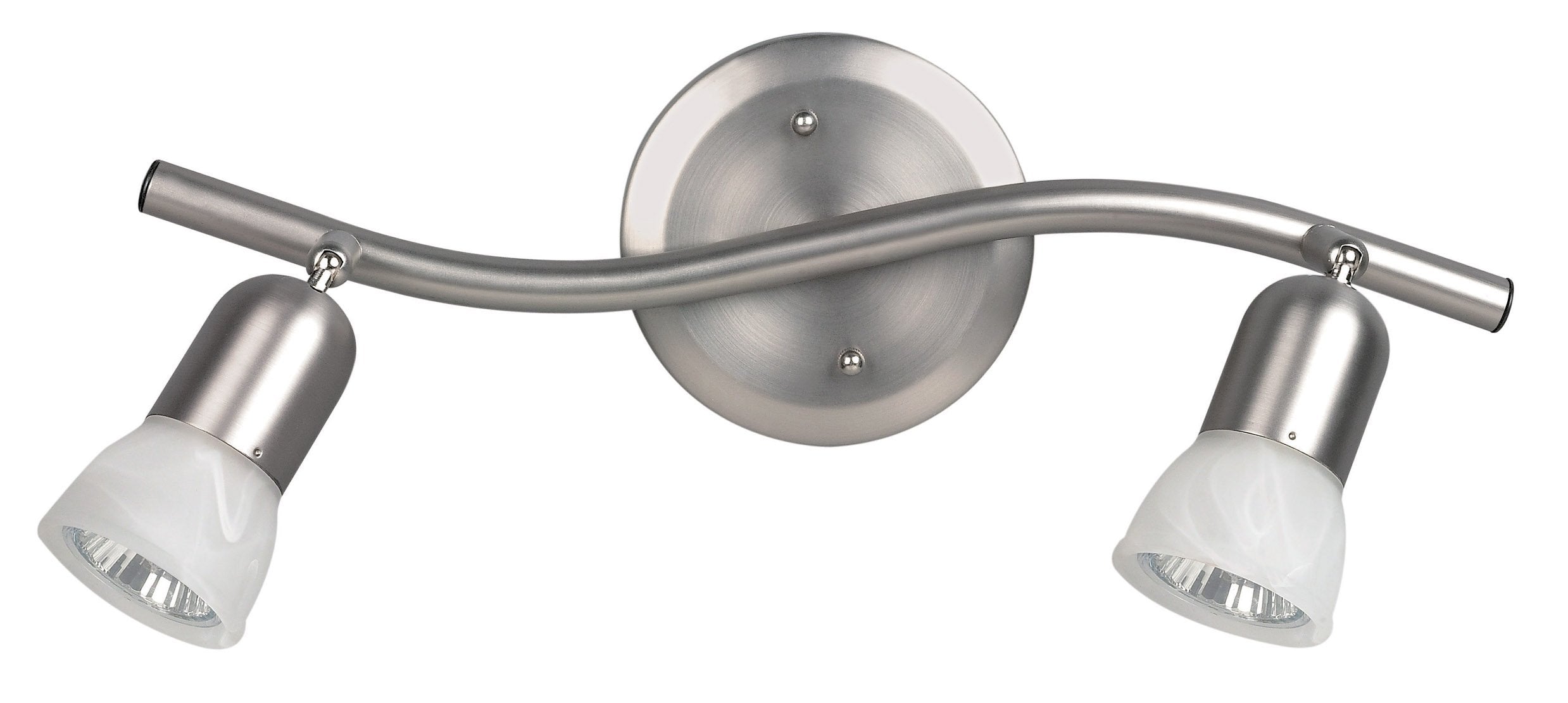 Canarm 2-Light Track Lighting, Adjustable Alabaster Glass Shades, Brushed Pewter Finish, 15in Wide, Model IT356A02BPT10