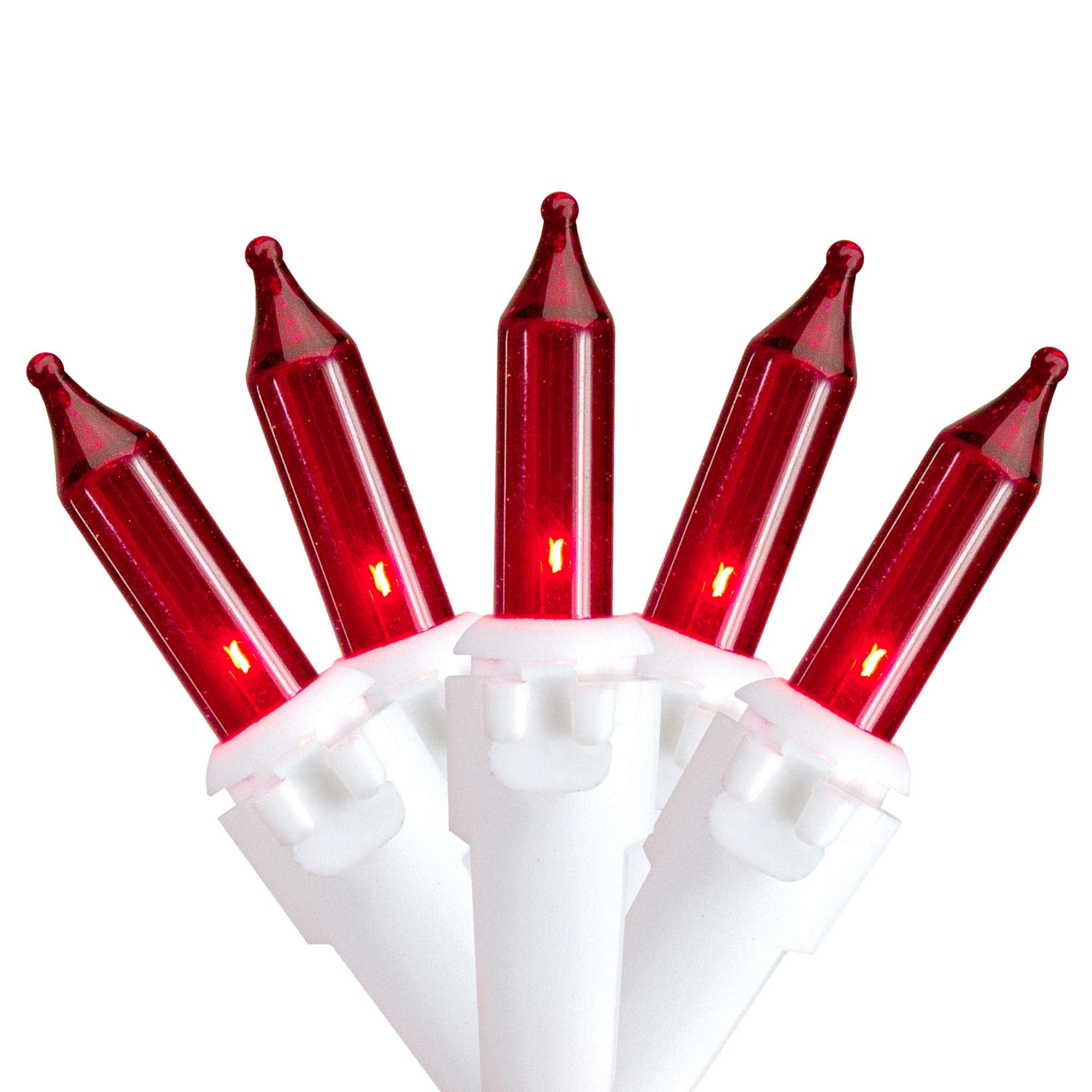 Northlight Mini Christmas Light Set - 50ct - 10 White Wire - Red - Model 5-25/1F/B-033
