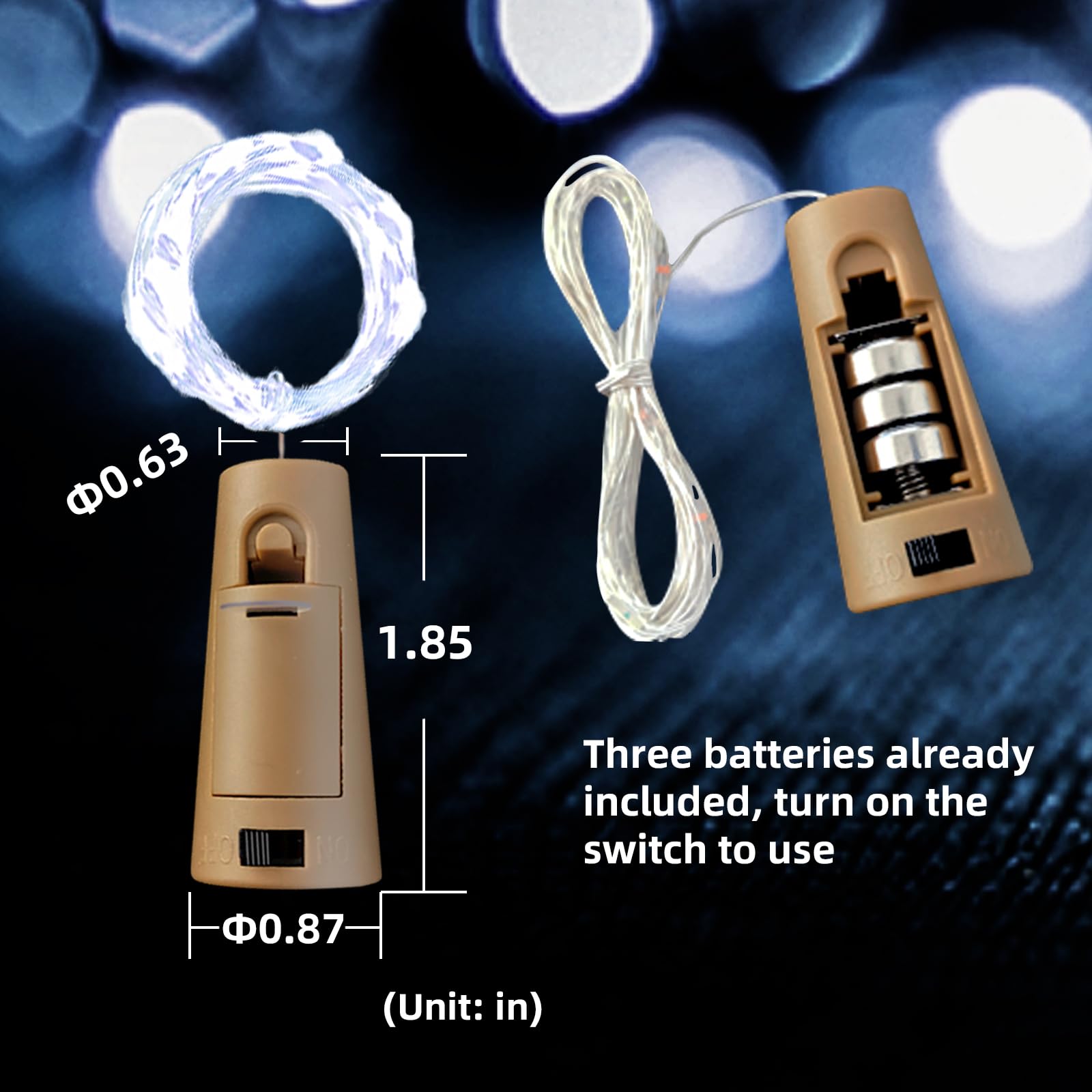 Etinga Wine Bottle Lights With Cork, 20 Leds 6.6 Feet Silver Wire Cork Bottle Lights,Fairy Mini String Lights,For Diy Christmas,Party,Decor,Wedding Listing (30 Pack, Cool White)