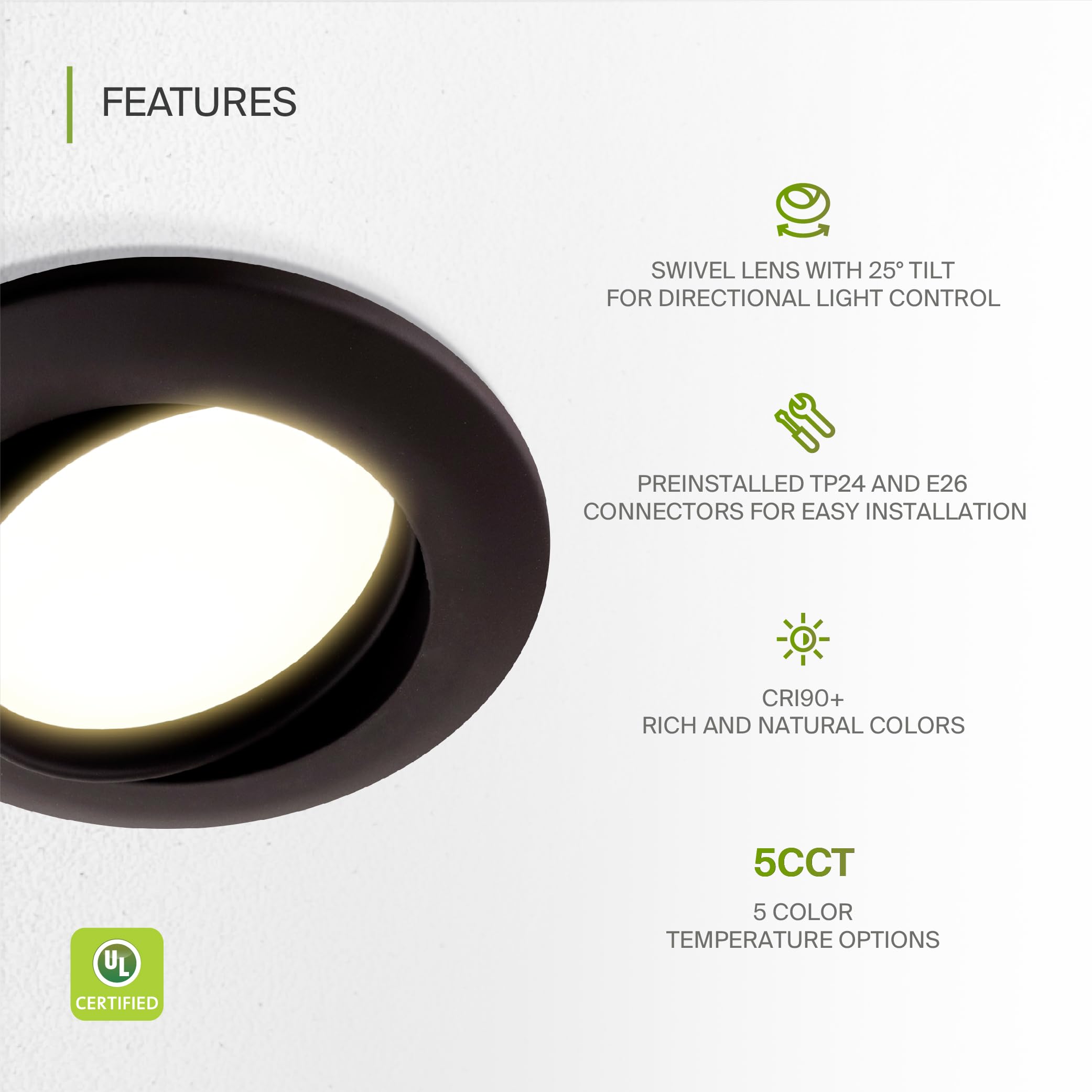 ASD 4 Inch Gimbal LED Recessed Light, Black Trim, 10W, 860LM, Dimmable, Adjustable, Aluminum, 12 Pack, Model A-LRKGB