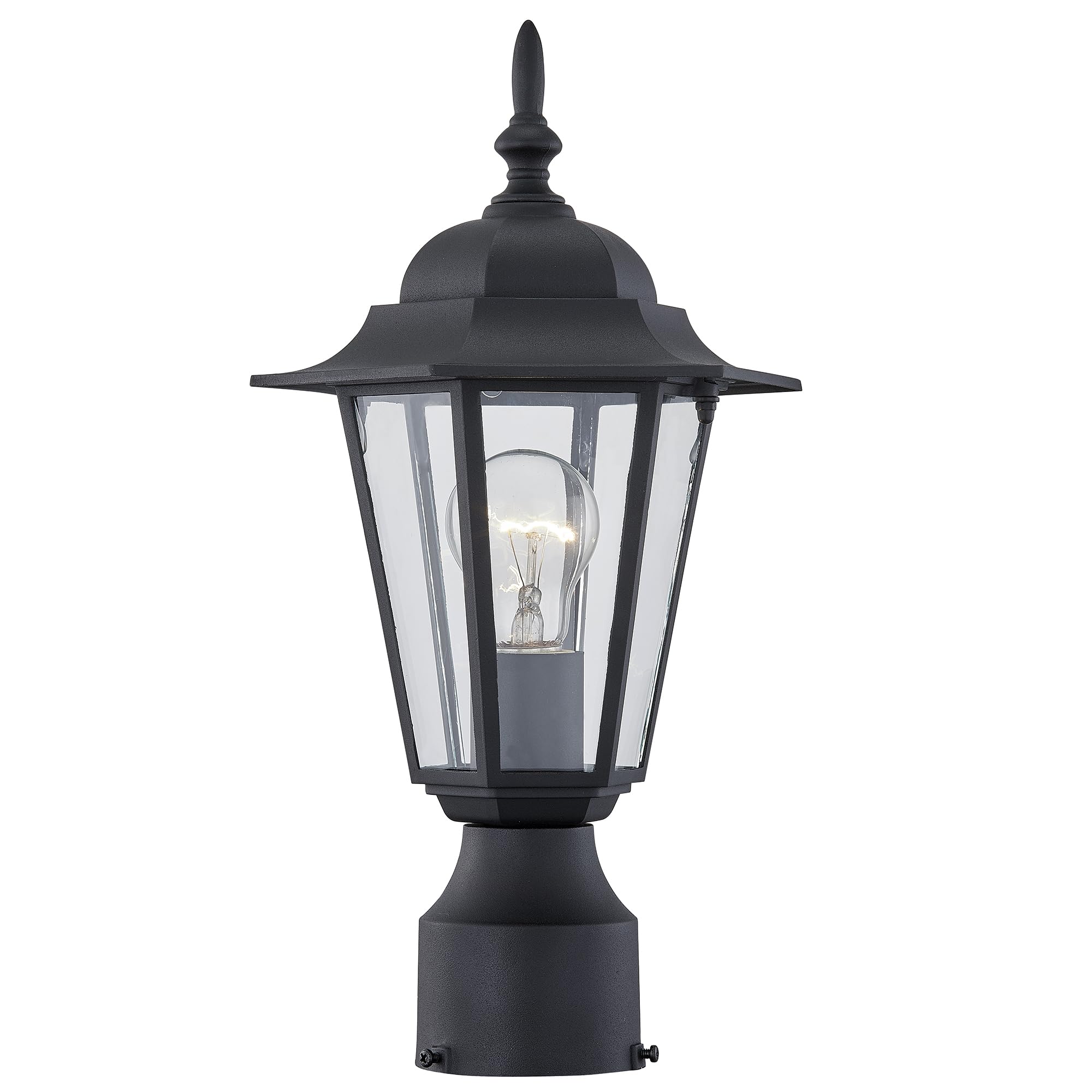 Outdoor Post Lights, Lamp Post Light Fixture with E26 Socket, Exterior Post Lantern with Clear Glass Shade, Pillar Outside light