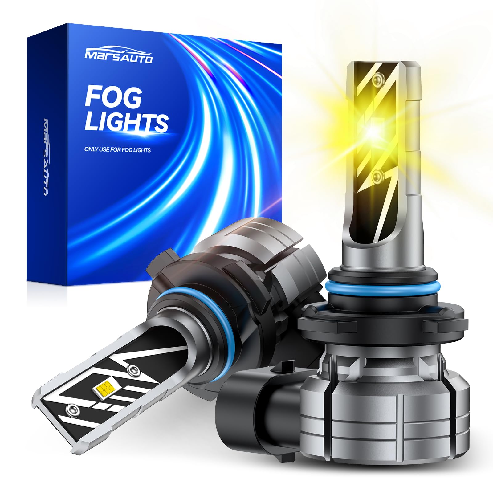 Marsauto H10/9145/9140 LED Fog Light Bulbs 14,000LM 3000K Amber Yellow