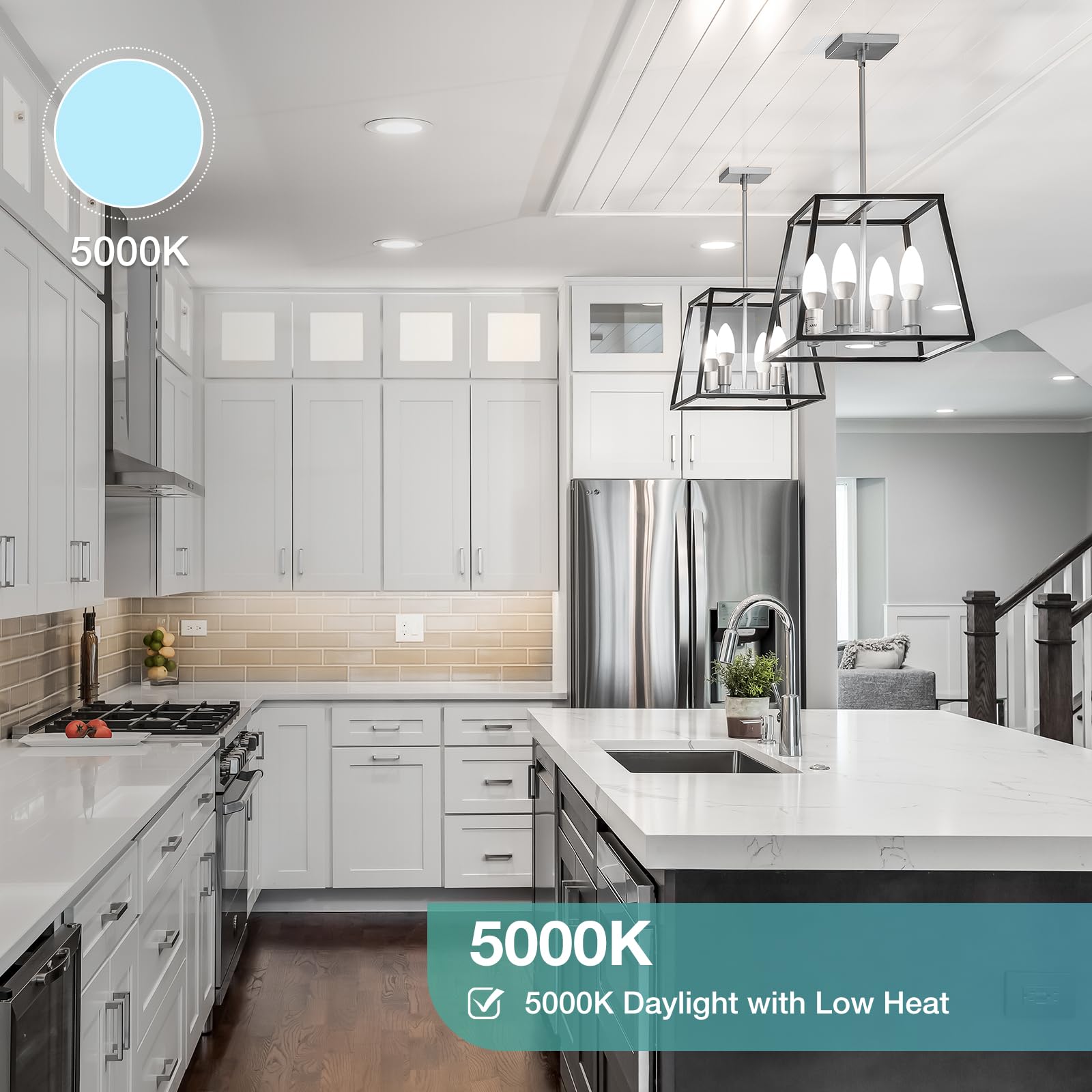 Degnju 60 Pack Chandelier Light Bulbs, 60 Watt Equivalent, 5.5W E12 Led Candelabra Light Bulbs, Daylight White 5000K B11 Ceiling