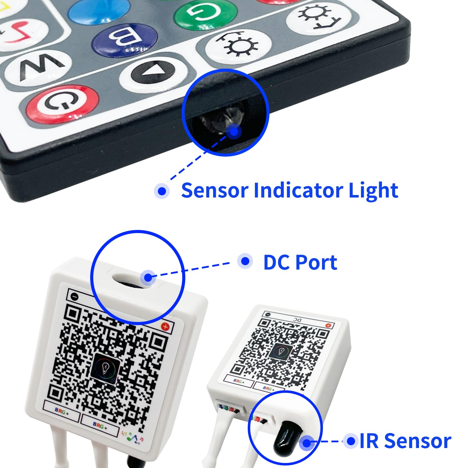 44 Key Rgb Led Strip Lights Ir Remote Control, Remote Receiver For Rgb Led Light Strip, 24V Power Adapter For Led Lights