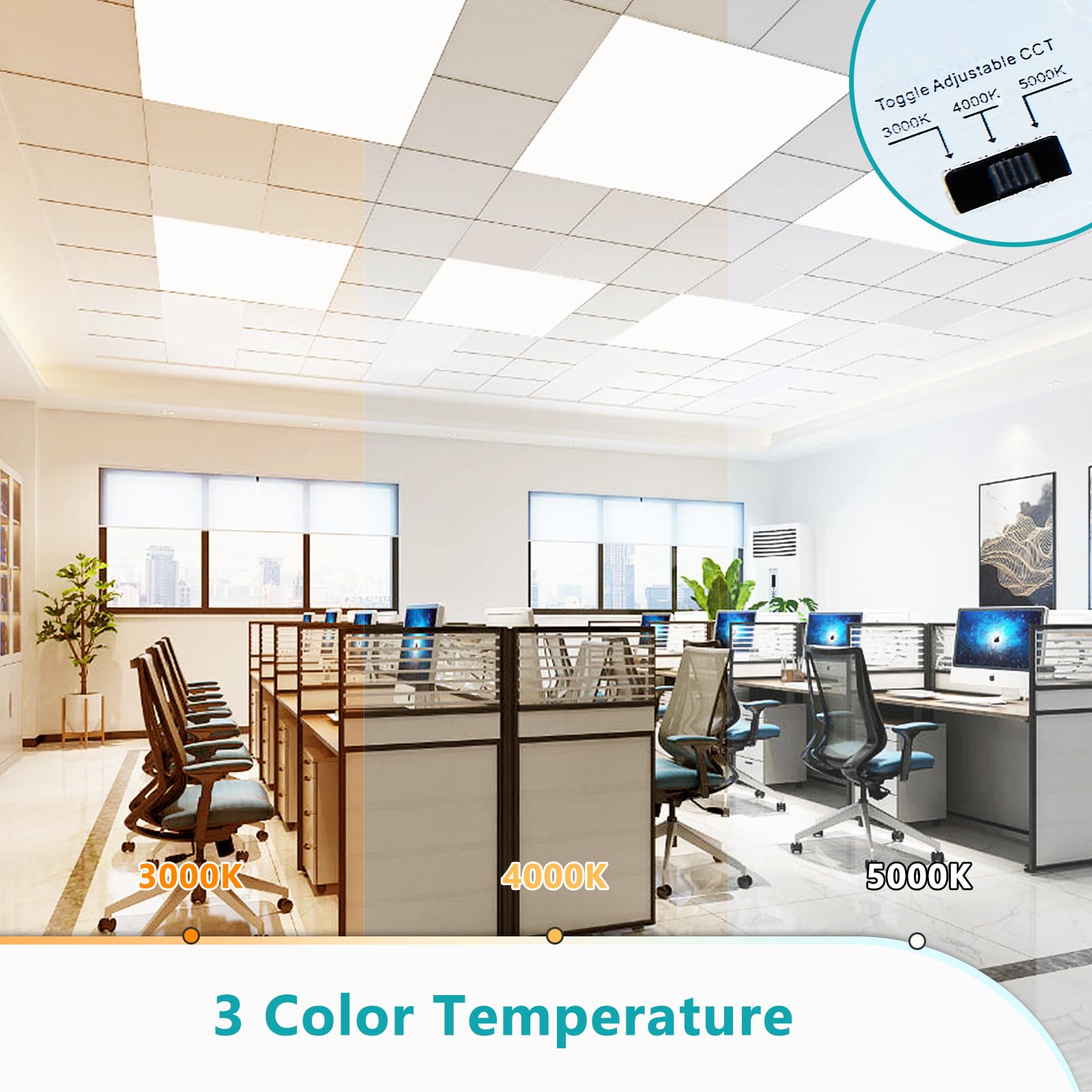 Vocgouu 8 Pack 2X2 Led Flat Panel Light - 2X2 Led Flat Panel Light 5000K 4000K 3000K Selectable & 0-10V Dimmable, 20W 30W 40W 2X