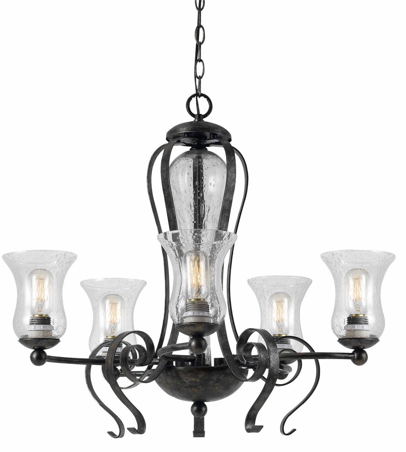 Cal Lighting FX-3548/5 Transitional Five Light Chandelier from Metal Collection in Bronze/Dark Finish, 27.50 inches