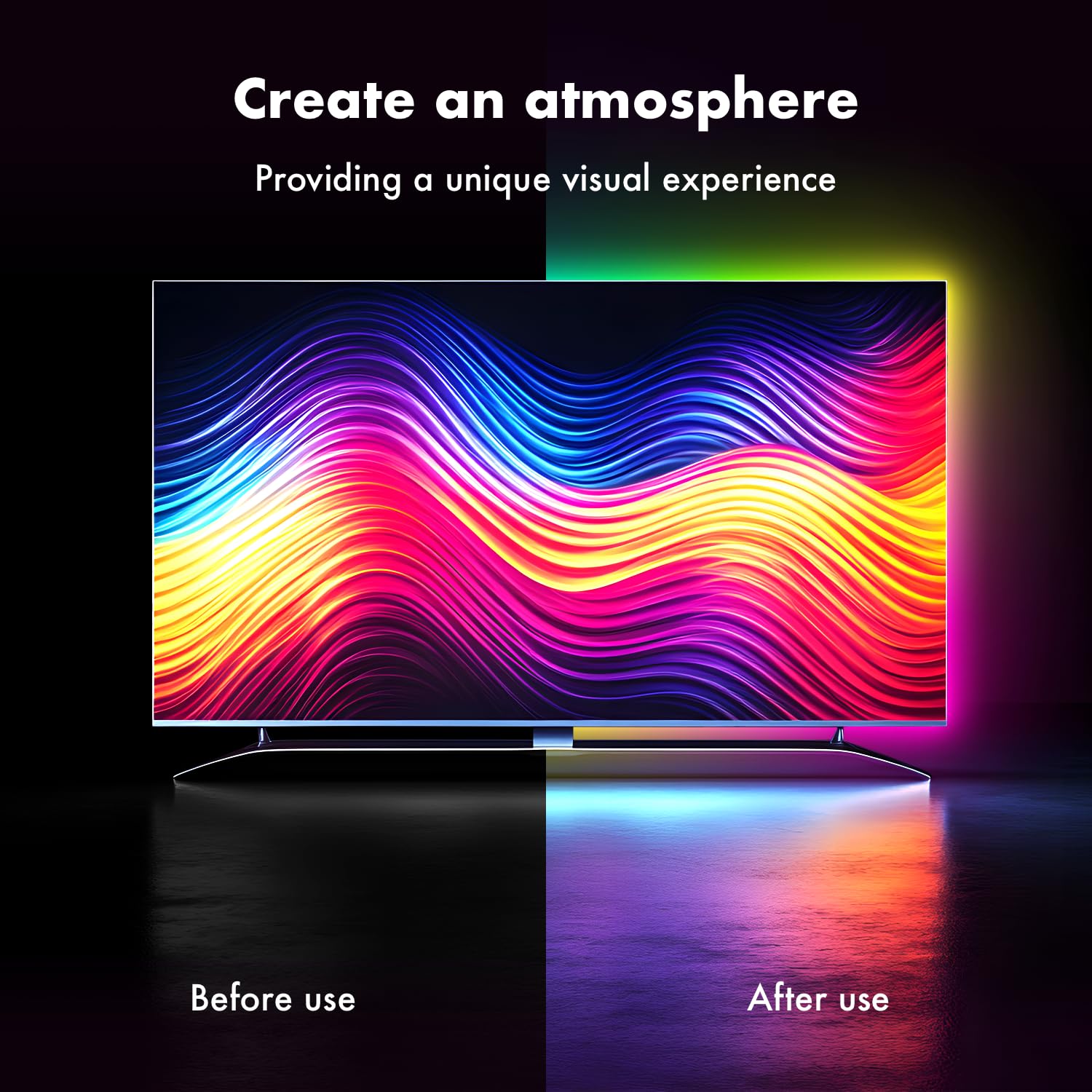 Dtqj Tv Led Backlight, Rgb Tv Backlight For 43-55 Inch Tvs,Smart App Remote Control, Music Sync Color Changing Strip Lights,For