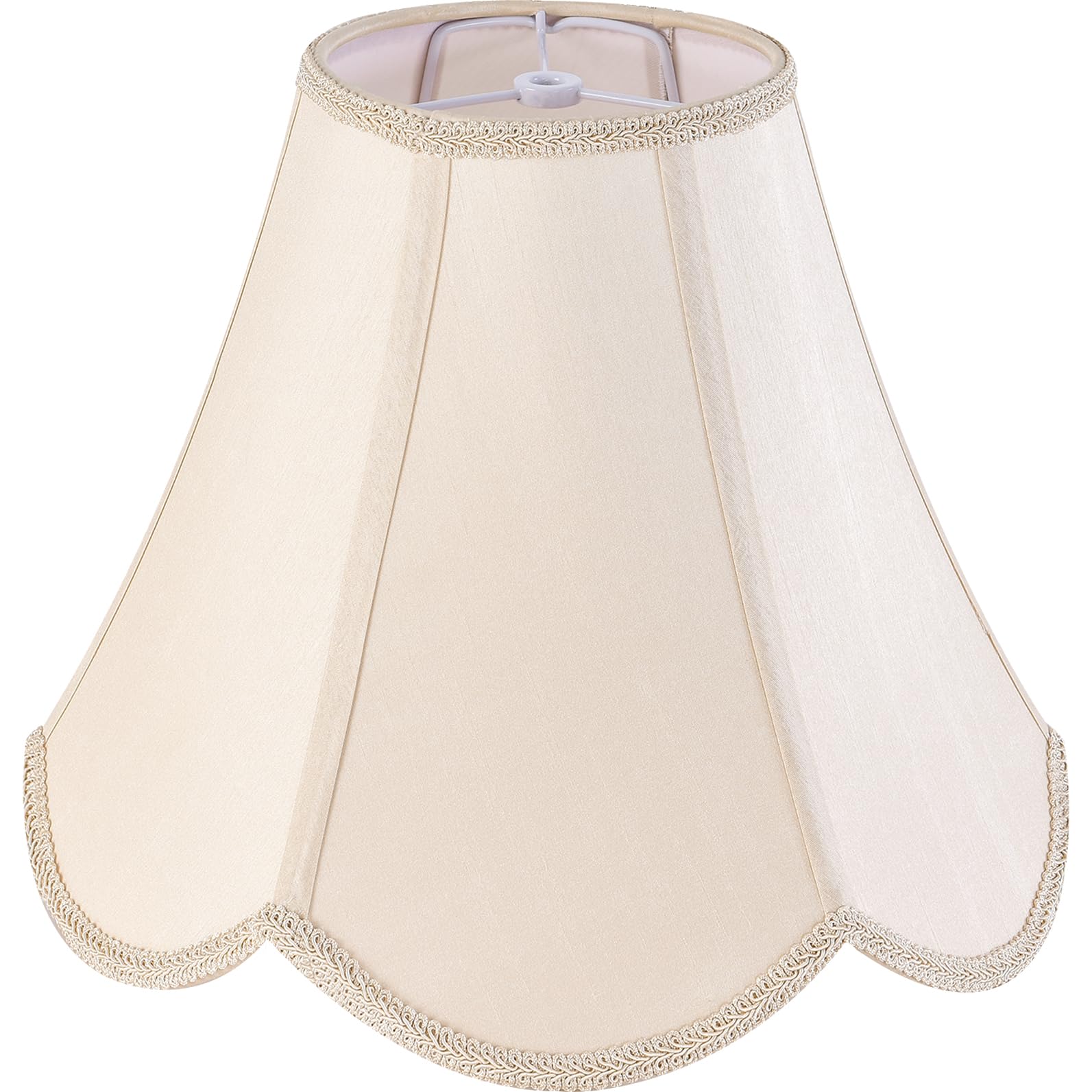 GO&SO 6x13x10.6'' Barrel Lamp Shades (Spider) Lvory Cream Scalloped Lamp Shade - Bell Faux Silk Shades for Floor/Table/Bedside L