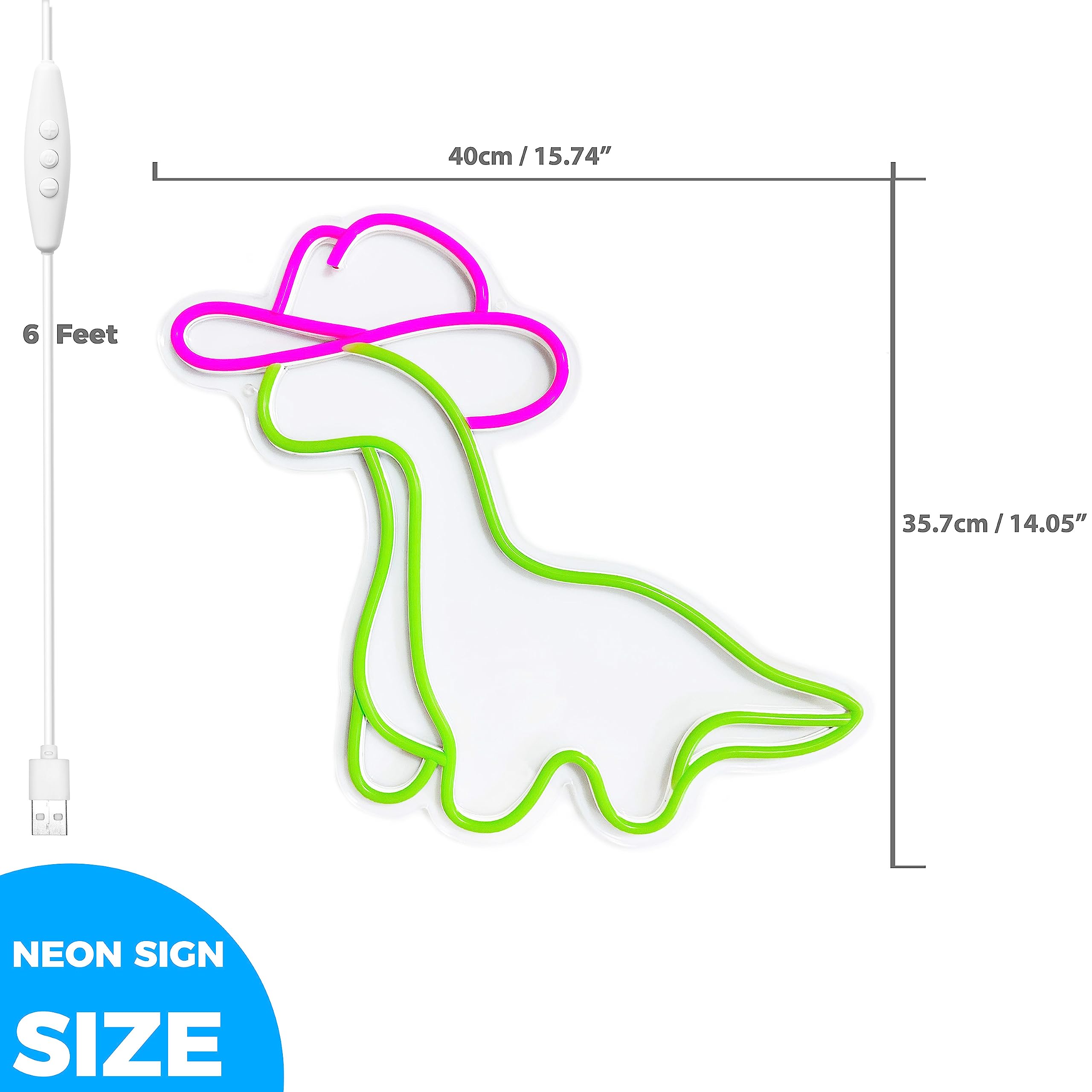 iPuppy Cowgirl Dinosaur LED Neon Sign, Acrylic Night Light for Kids Room Decor, Birthday and Christmas Gifts, Color: Cowgirl Dinosaur