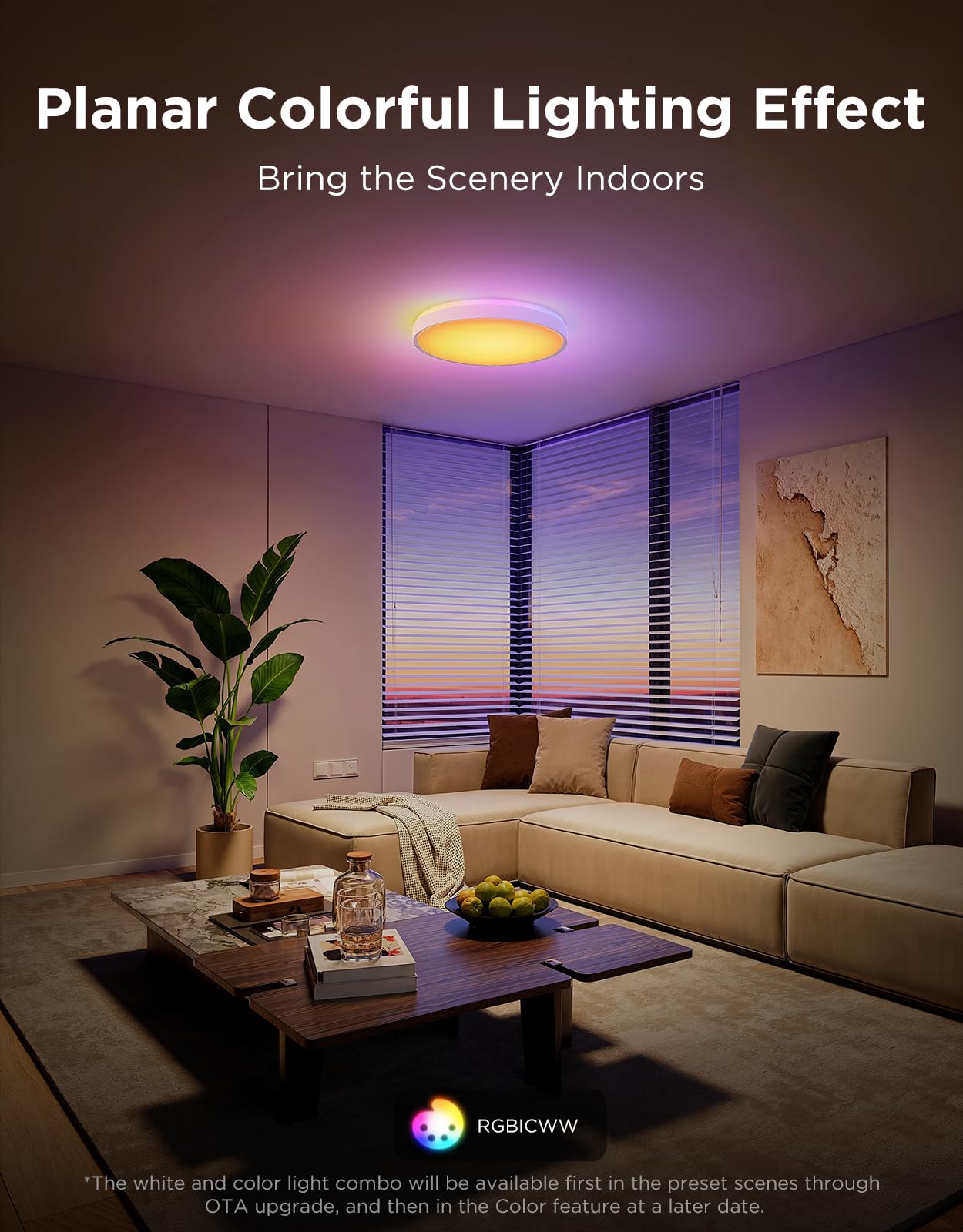 Govee Smart Ceiling Light 4300Lm, Rgbic Led Ceiling Light Fixture Works With Matter, Flush Mount Light Fixture, Diy Colors, 2700