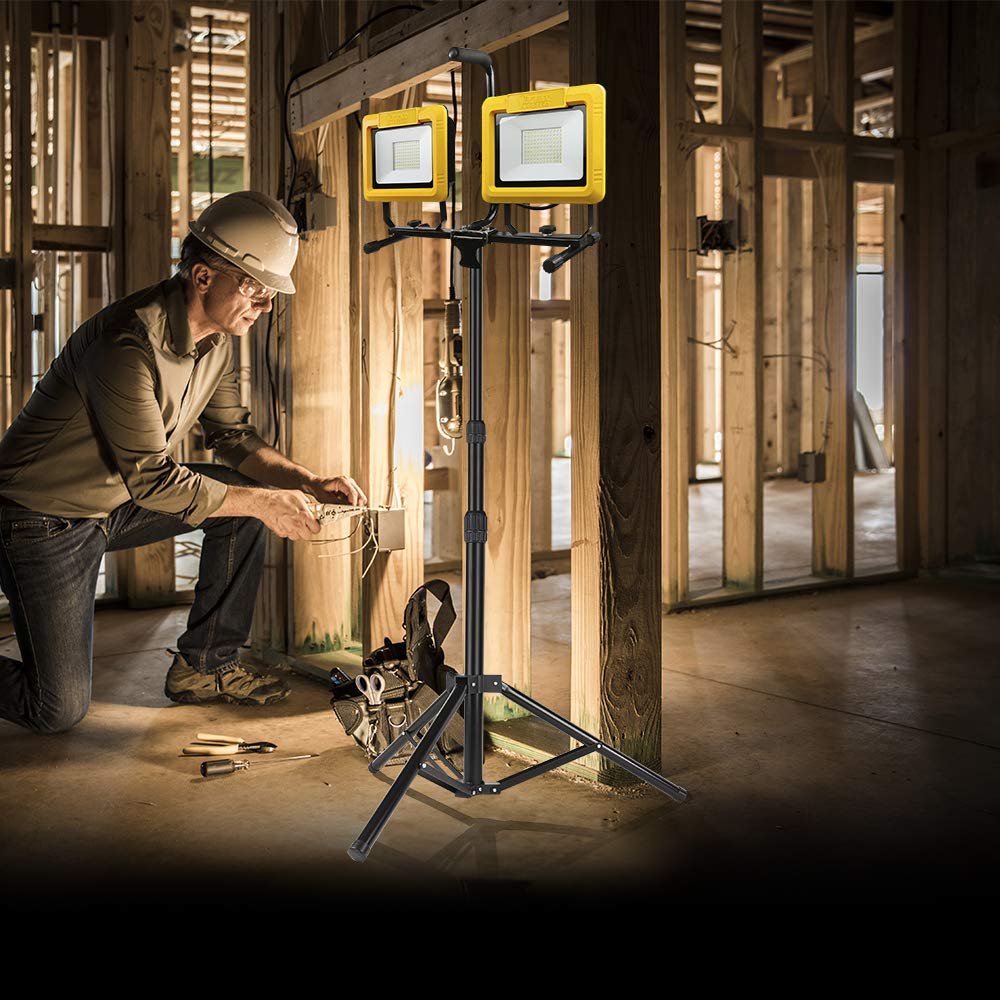 Feit Electric 140W Led Work Light, Dual Head, 14000 Lumens, Plug In, 30,000 Hour Life, Works With Or Without Stand, Ideal For Jobsites, Construction, Garages, Work14000Xltpplug