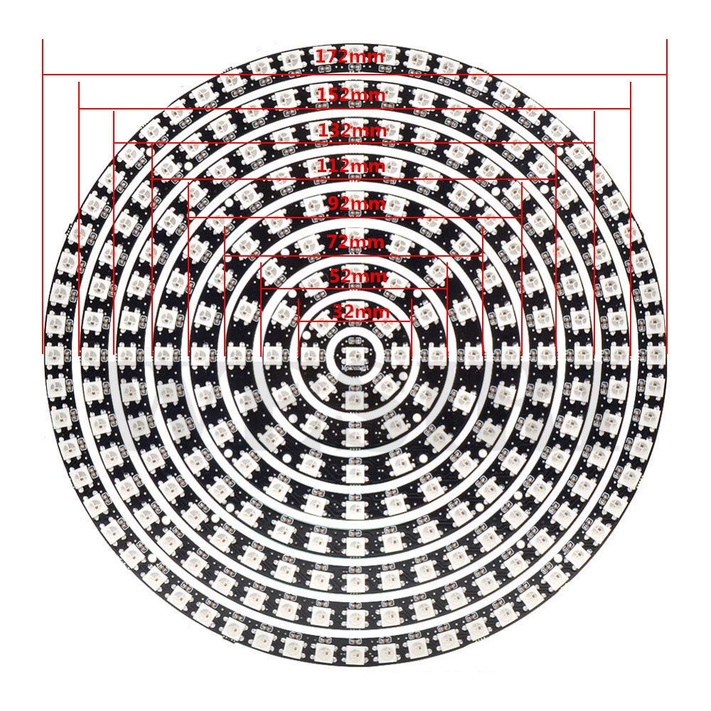 WESIRI WS2812B 241 LEDs RGB Ring Lamp Light - Individually Addressable, Black, 1 Count, DC5V