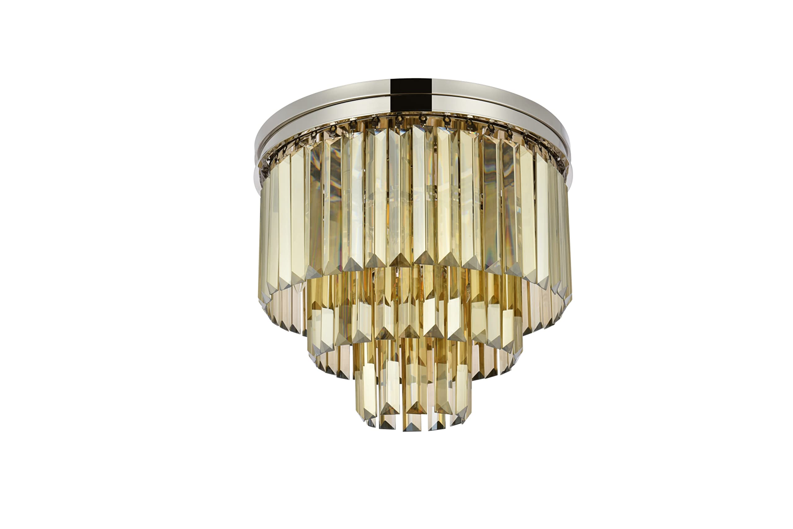 Elegant Lighting Sydney 9 Lt Polished Nickel Flush Mount Golden Teak