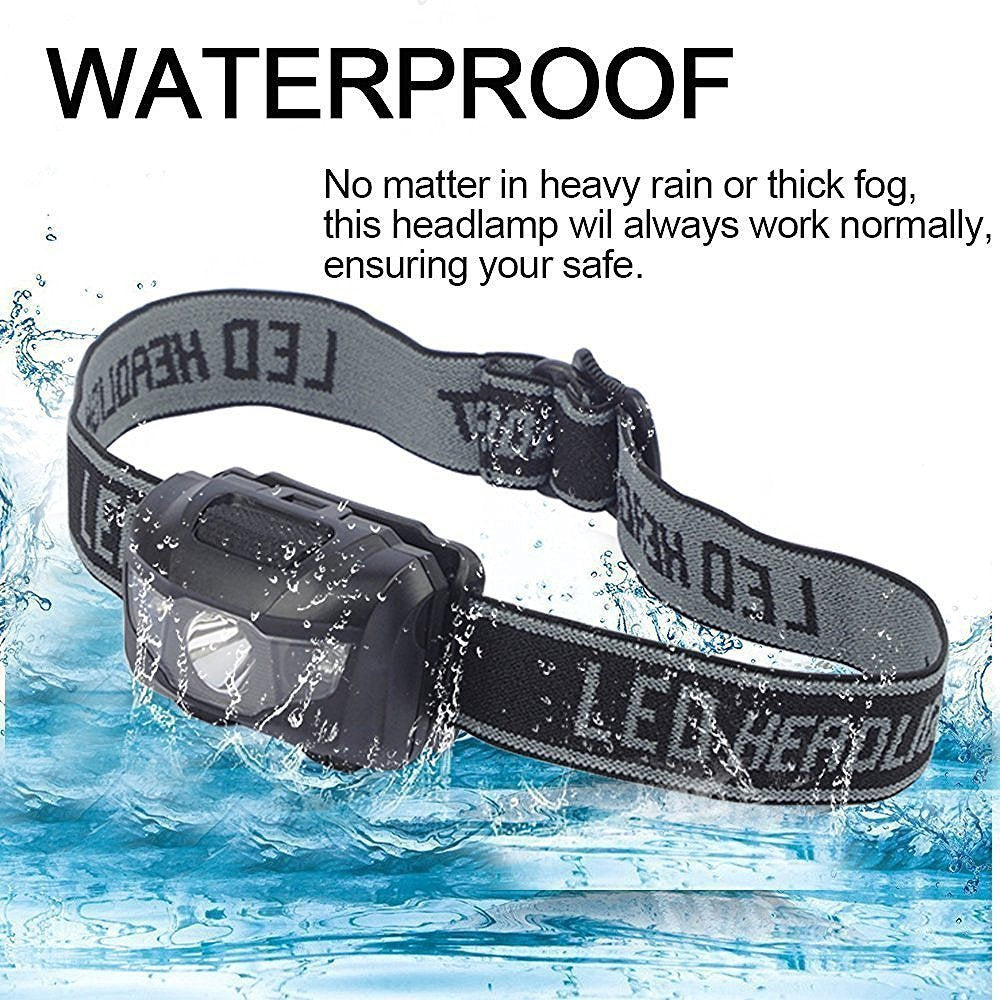 HappyOrange 4-Pack Waterproof LED Headlamp (White and Red Lights), 4 Light Modes Lightweight Headlight for Running, Hiking, Hunt