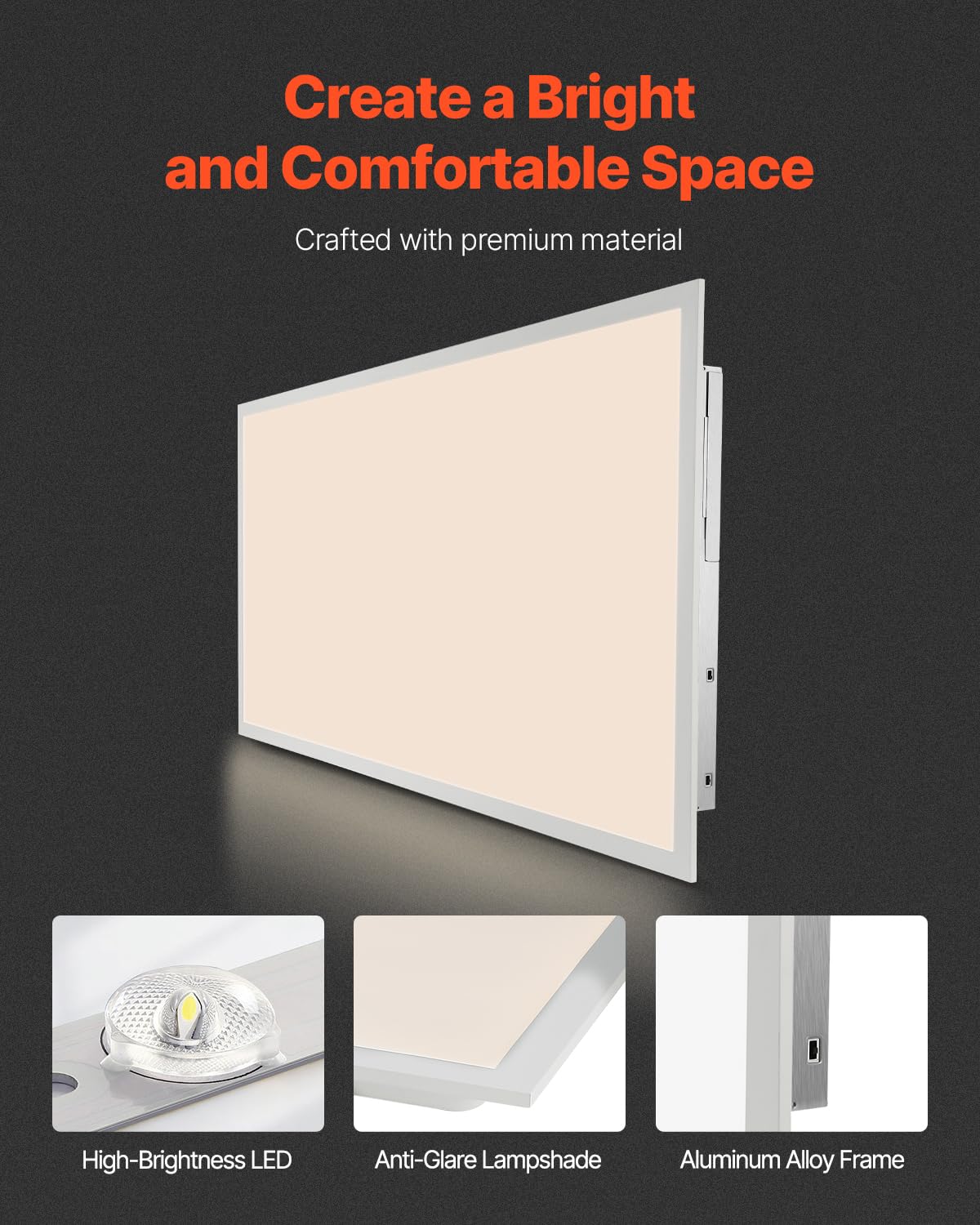 VEVOR LED Panel Light 50W 6000LM 2x4 FT Ultra-Thin Aluminum White Model HFPL24D-50