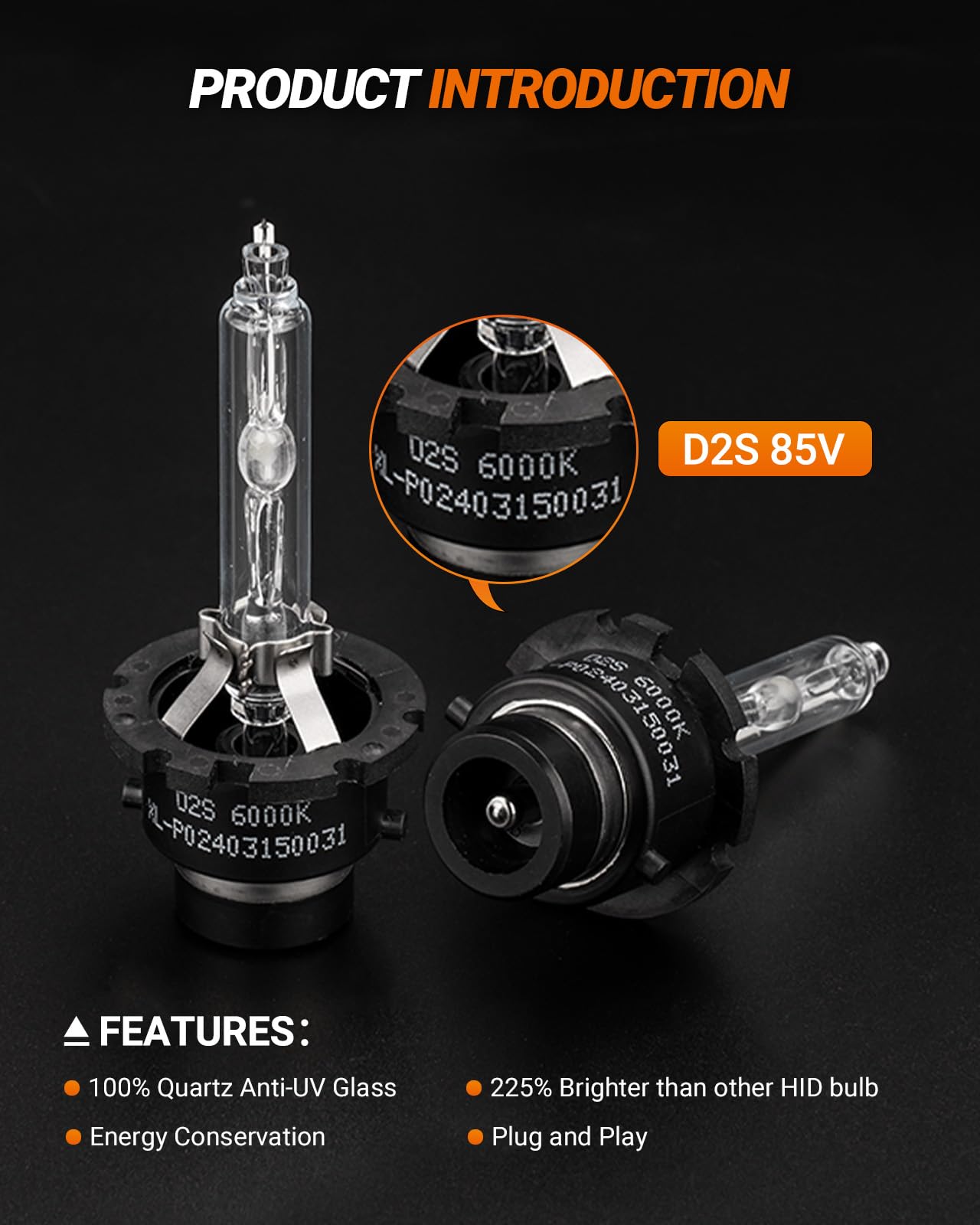 SEALIGHT D2S HID Bulbs, 6000K Cool White, 35W, Pack of 2, D2S Model