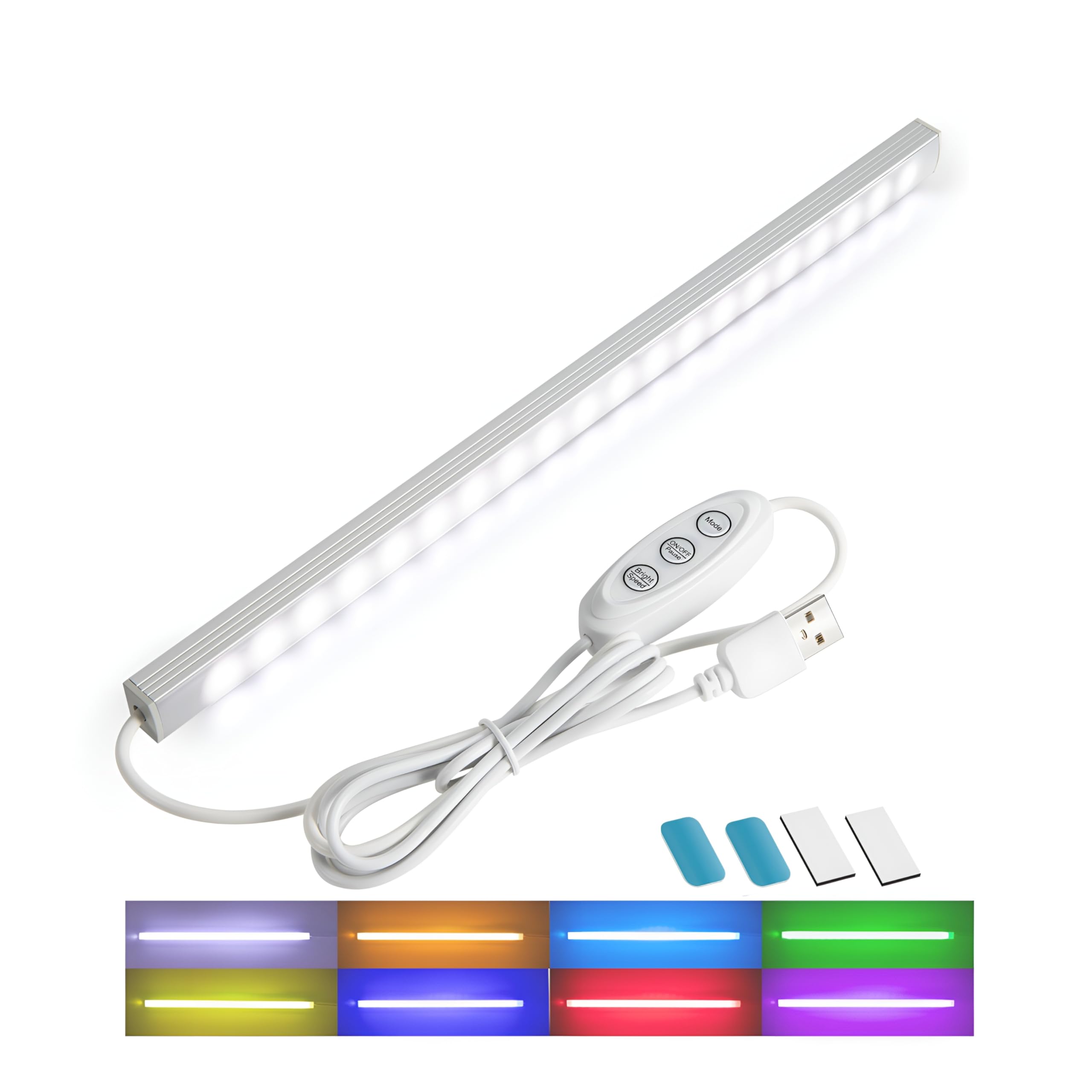 AXHHTVCGY RGB Light Bar with Color Memory & Dimmable Brightness for Monitor/Desk  Under Cabinet Lights with 8 Colors & Dynamic Modes  Magnetic Installation for Kitchen  Room  Shelf  USB Powered