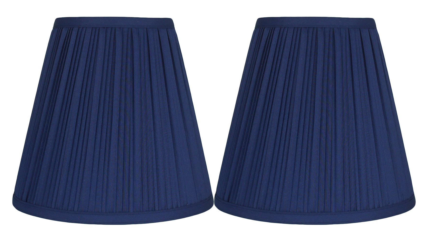 Urbanest Pleated Hardback Lamp Shade Set of 2, Faux Silk, 5x9x8.5 Inch, Navy Blue