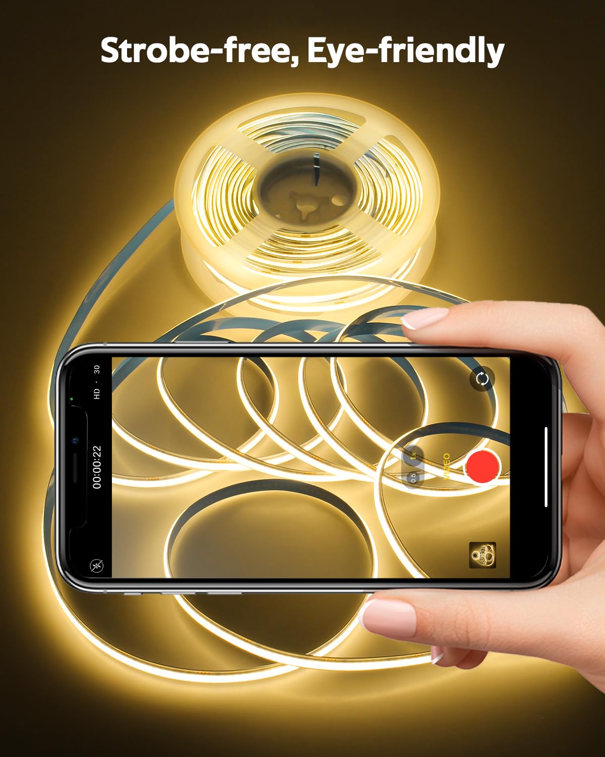 65.6Ft/Roll Cob Led Strip Lights 3000K 24V Dimmable Led Light Strip With Remote/App Cri 90+ Warm White 480Led/S Hight Density Su