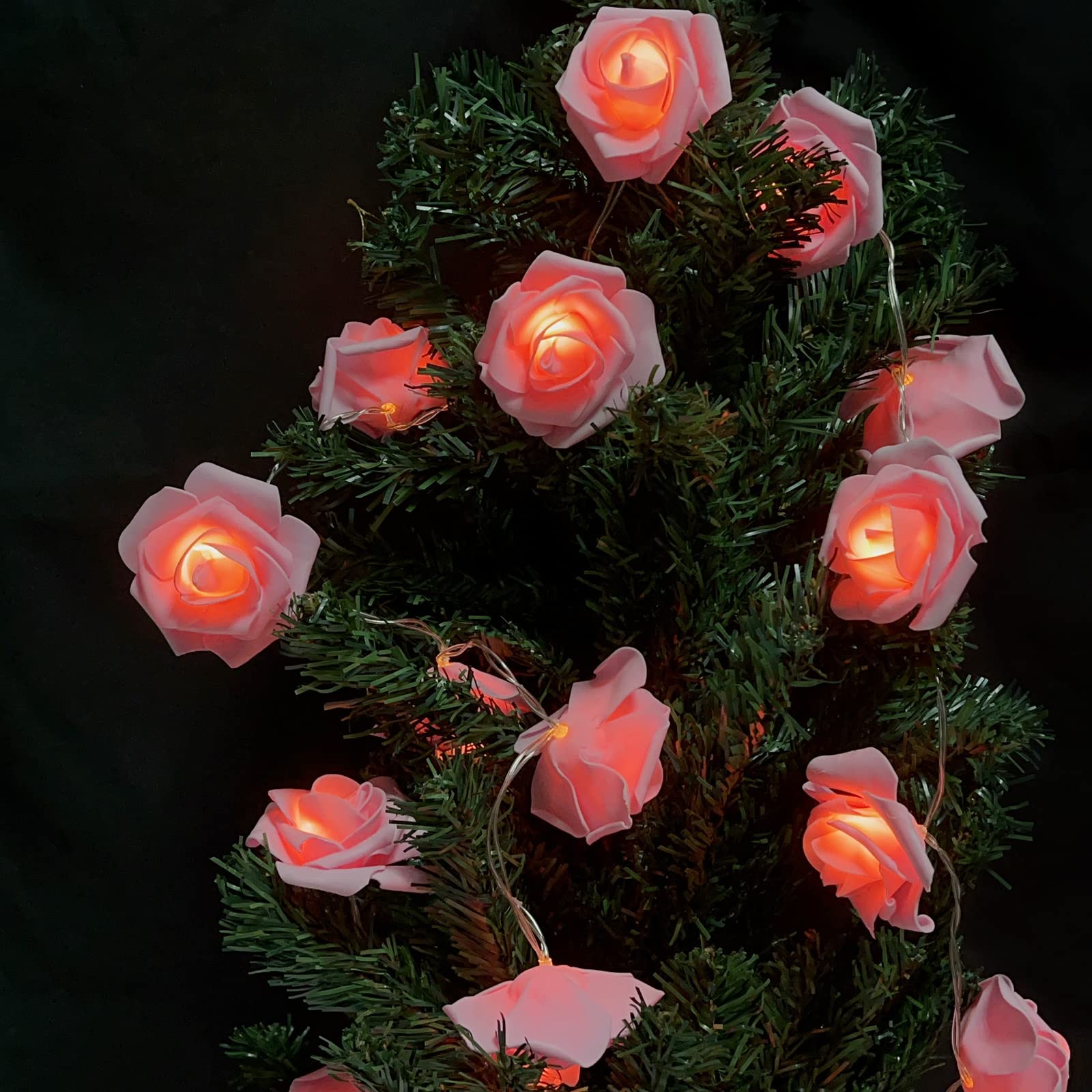 Vipmoon Pink Rose String Lights, Fairy Lights For Bedroom Battery Operated Led Flower Lights, Romantic Led Rose Lights For Mother'S Day Birthday Party Proposal Christmas Decor 20 Led 2M/6.65Ft