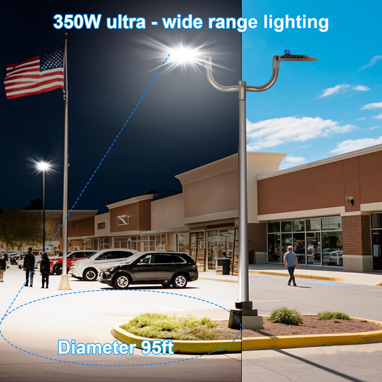 ledmo 350W LED Parking Lot Light - Adjustable Pole Mount, Waterproof, 52500lm, Brown, Model LED1514C, 3 Pack for Outdoor Use
