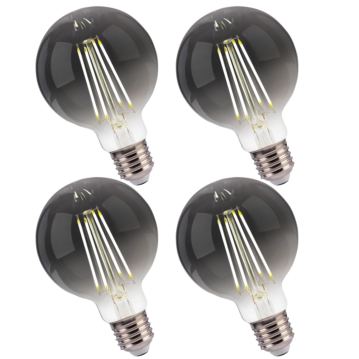 Flsnt 4 Pack G25 Led Globe Edison Bulbs, 5000K Daylight Decorative Led Spiral Filaments Light Bulbs, Cri82+ Dimmable, 40W Equiva
