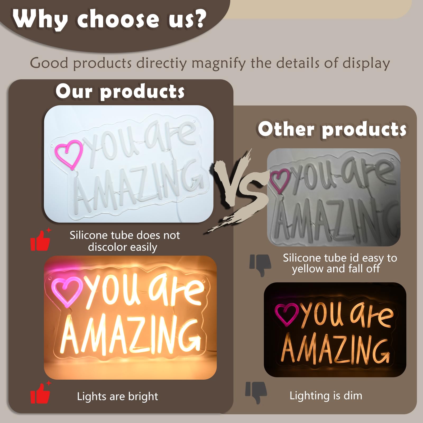 Ao Yee ZGL Neon Sign Wall Decor, Dimmable USB LED Light, 8.4x13.7 inches, Pink, Amazing Heart for Bedroom, Nursery, Party