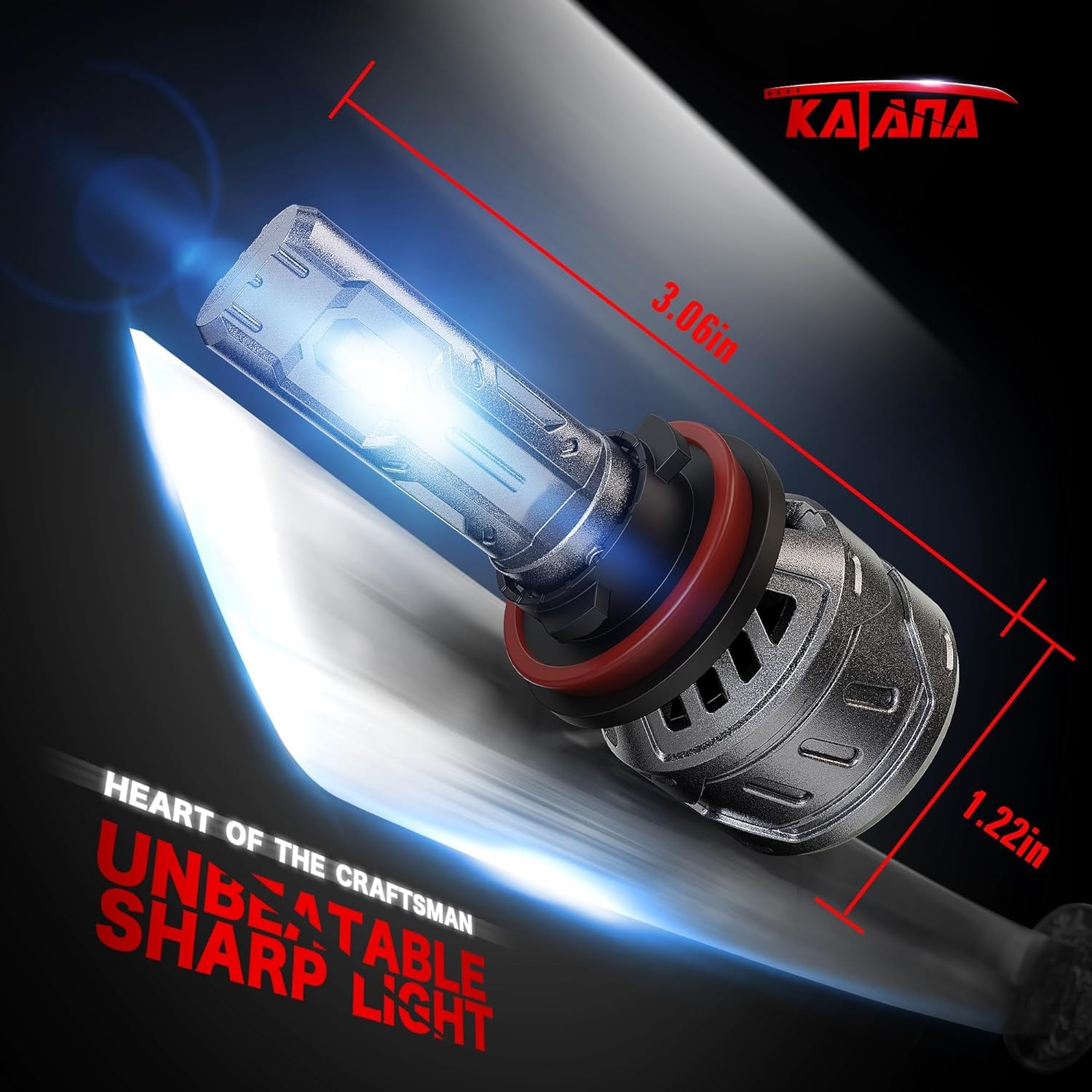 Katana 9005 H11 Bulbs Combo, 800% Brightness, 6500K White, Mini Size, Pack of 4