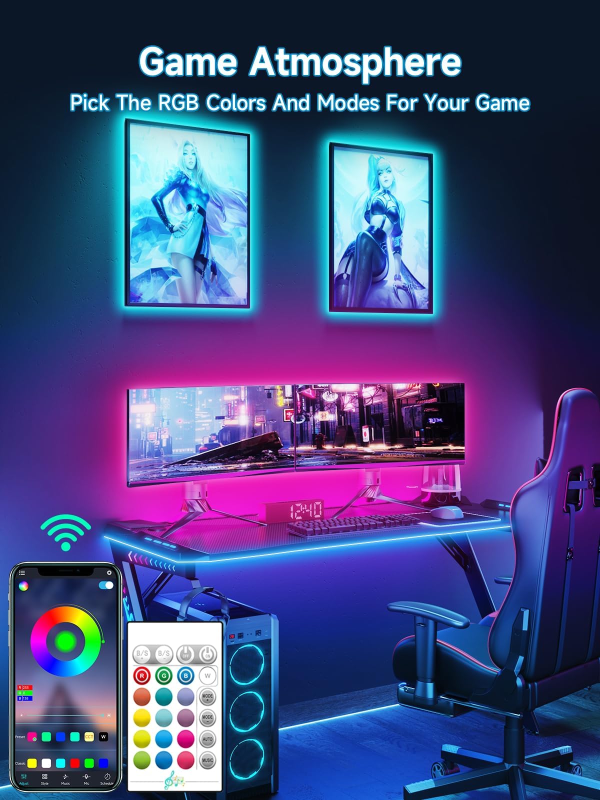 Tyute Tv Led Lights  18.0Ft Led Lights For 40-75 Inch Tv Behind Lighting  Rgb Color Changing Tv Backlight With App & Remote Control  Music Sync Usb Led Strip Light For Bedroom Gaming Room Decor