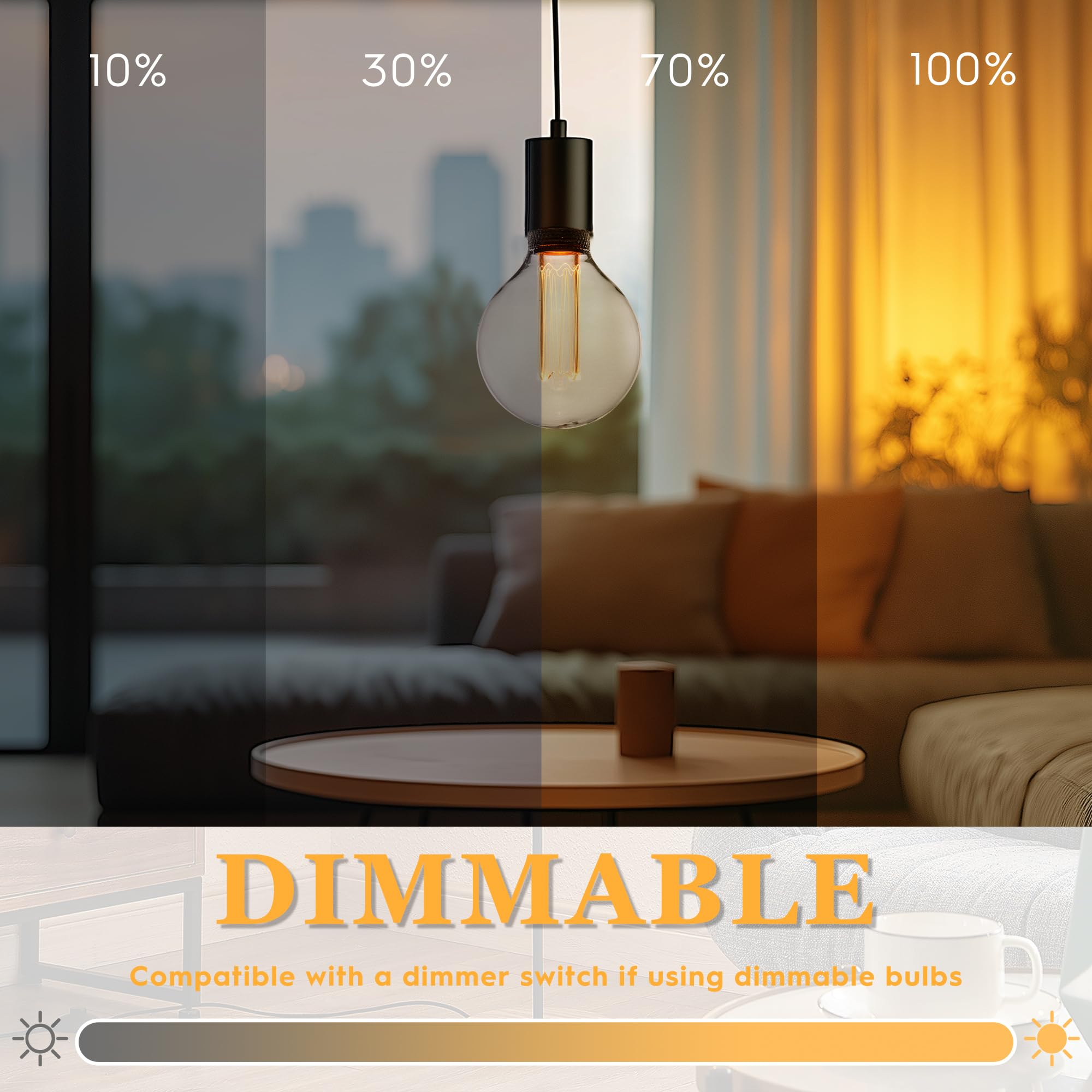 Harwez Vintage Round LED Light Bulb, Dimmable 3.5W, 2200K Warm Light, Clear Glass, E26 Base, 1 Count