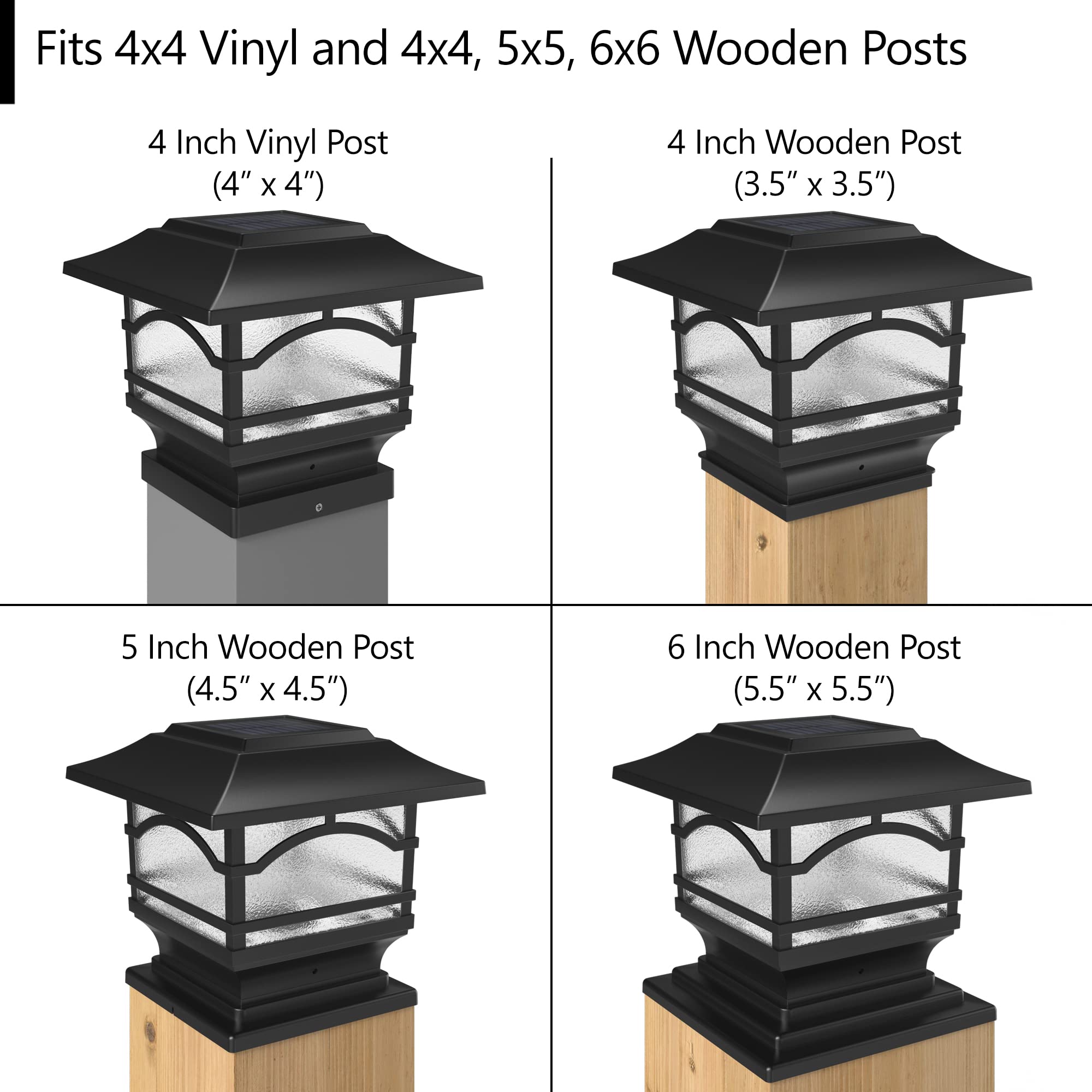 Davinci Lighting Solar Post Cap Lights - 4x4/5x5/6x6, Bright LED, Slate Black, Aluminum, Model DL116, 1 Pack